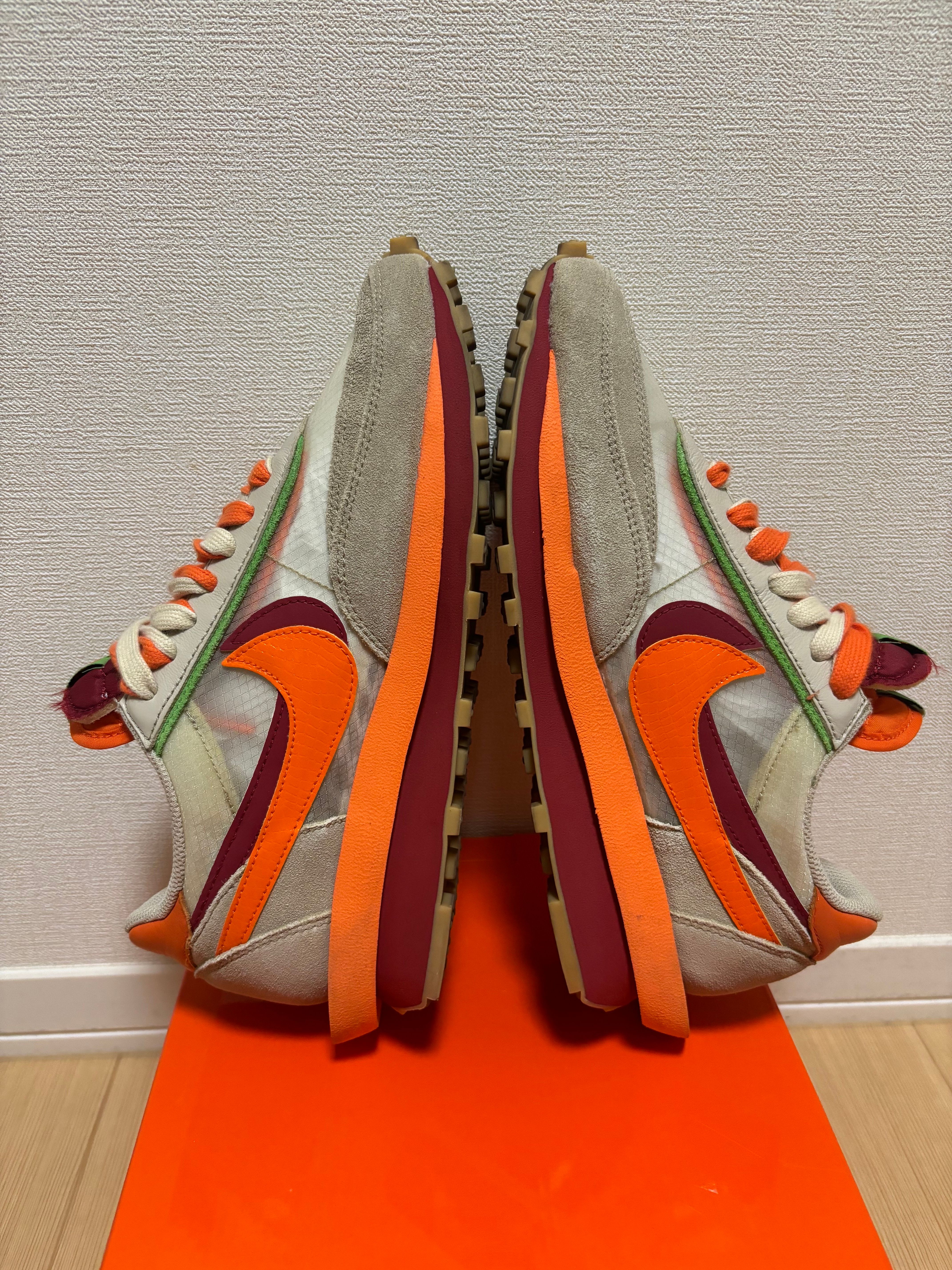 CLOT × Sacai × Nike LD Waffle "Orange Blaze"