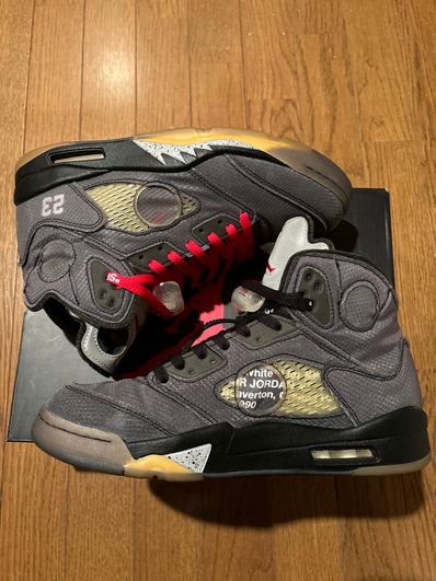 Off-White × Nike Air Jordan 5 "Black/Muslin/Fire Red"