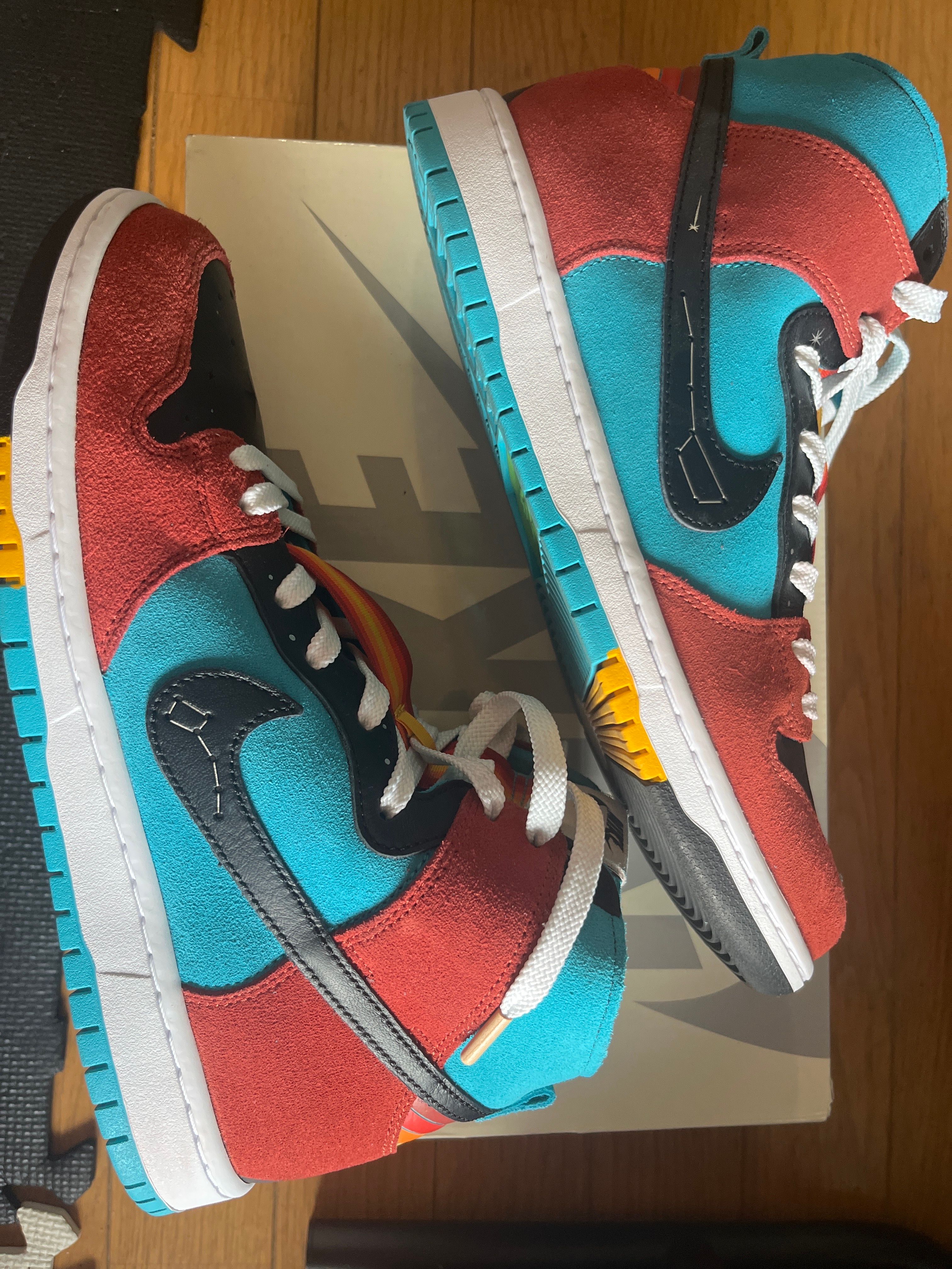 Di’orr Greenwood × Nike SB Dunk High Decon QS "Turquoise Blue and Firewood Orange"