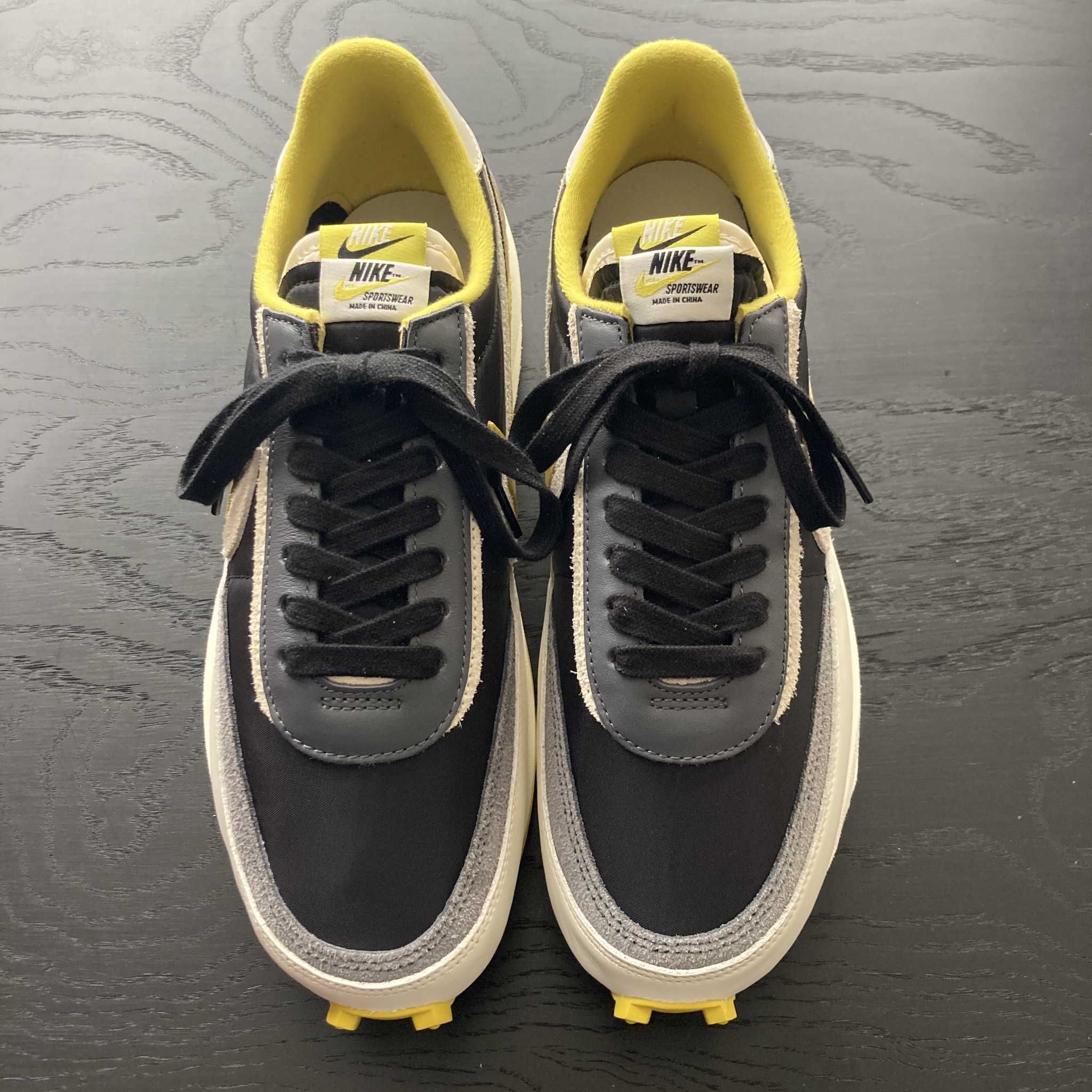 UNDERCOVER × sacai × Nike LD Waffle "Black/Sail-Dark Grey-Bright Citron"