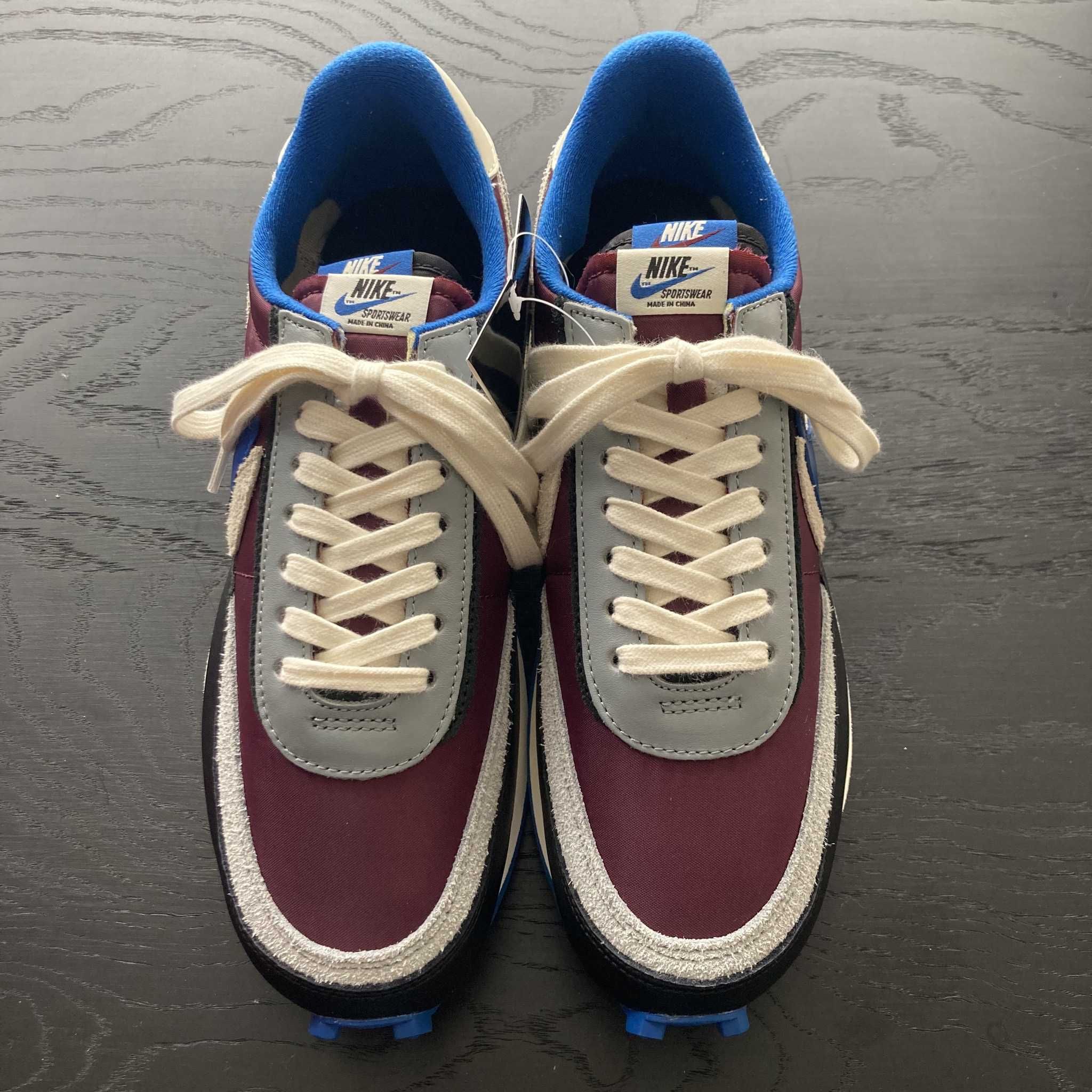 UNDERCOVER × sacai × Nike LD Waffle "Night Maroon/Pale Ivory-Ground Grey-Team Royal"