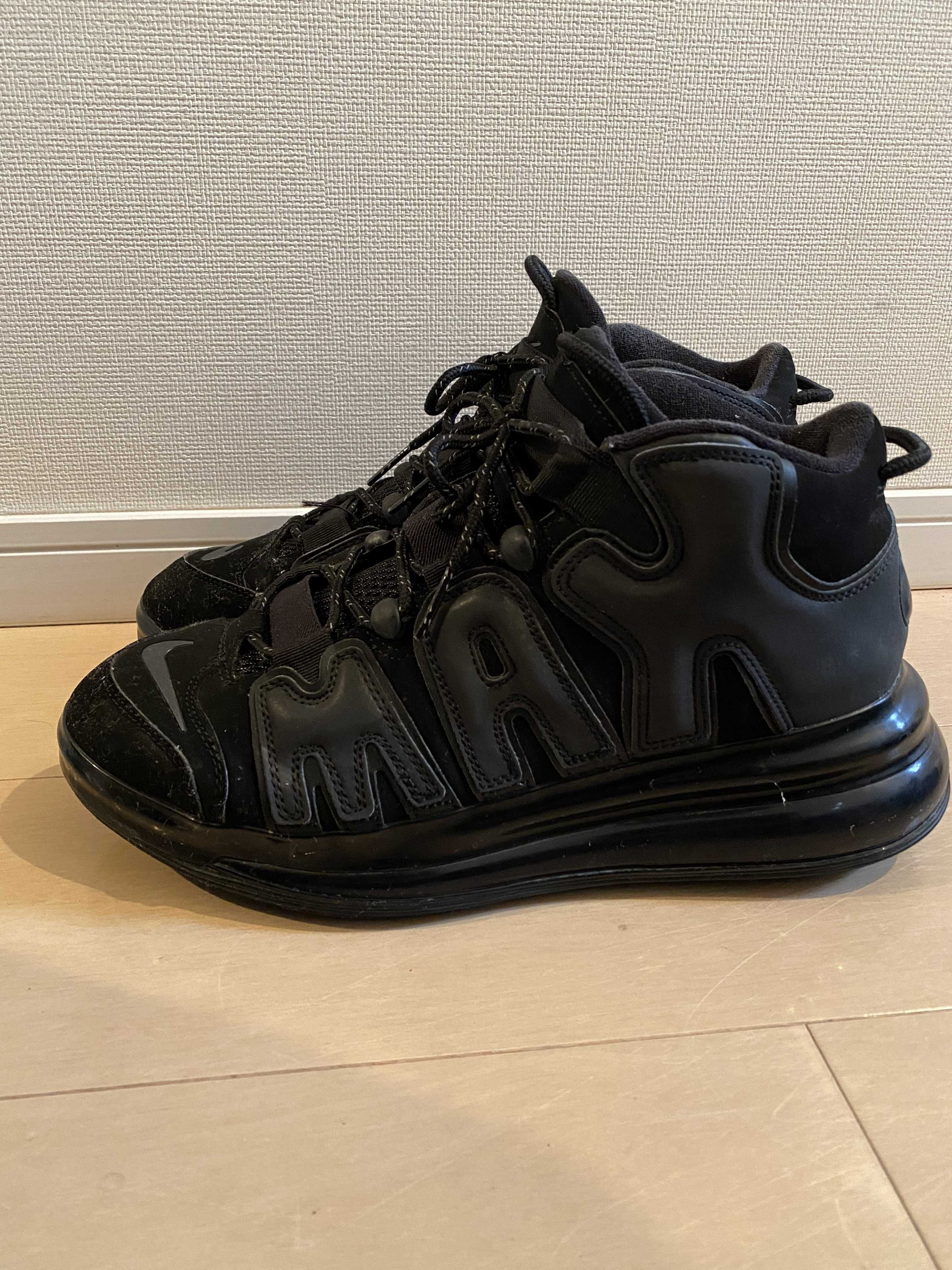 NIKE AIR MORE UPTEMPO 720 BLACK / METALLIC BLACK