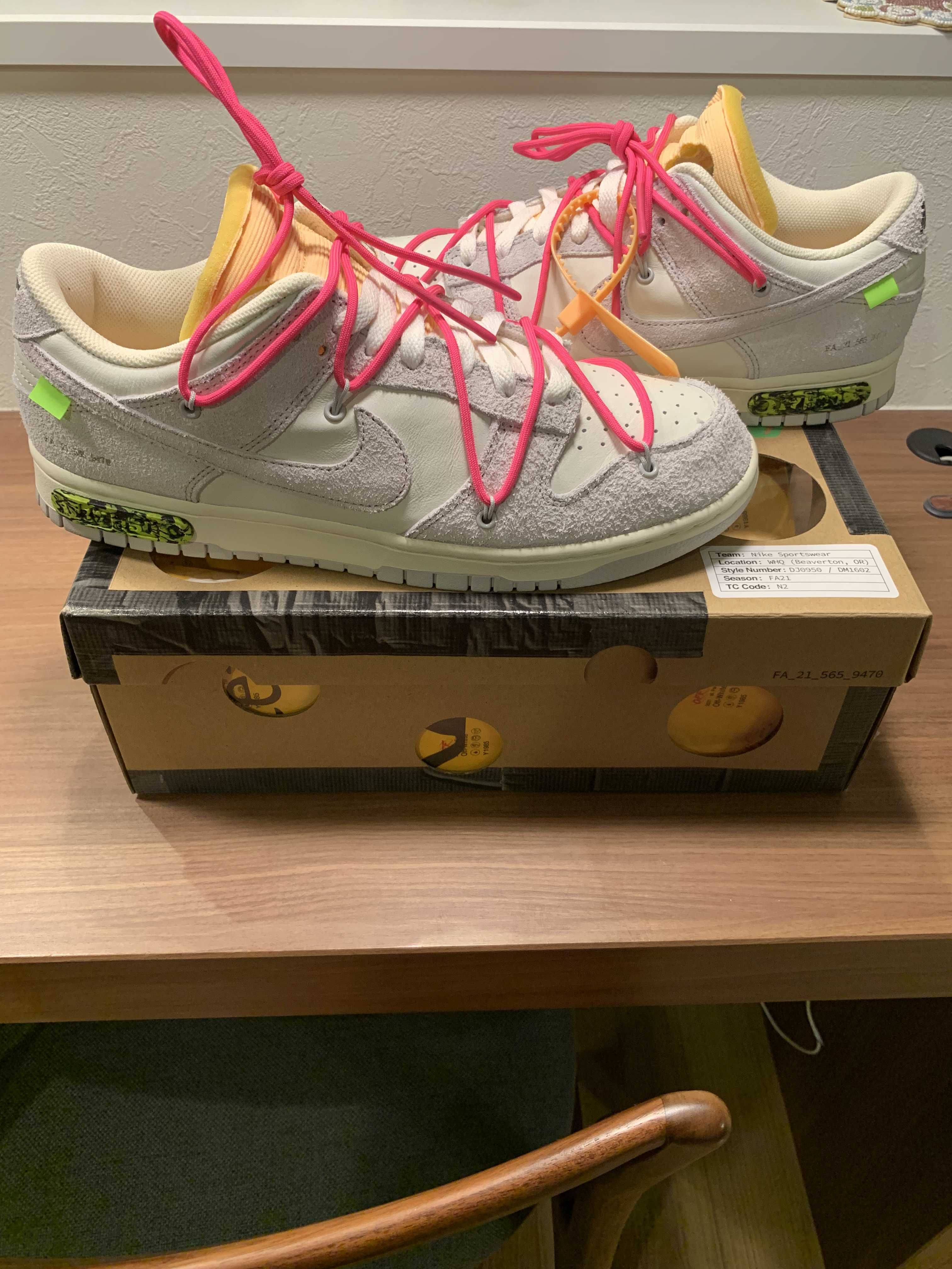 Off-White × Nike Dunk Low "Sail/Neutral Gray/Hyper Pink"