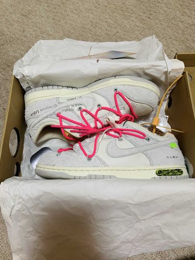 Off-White × Nike Dunk Low "Sail/Neutral Gray/Hyper Pink"
