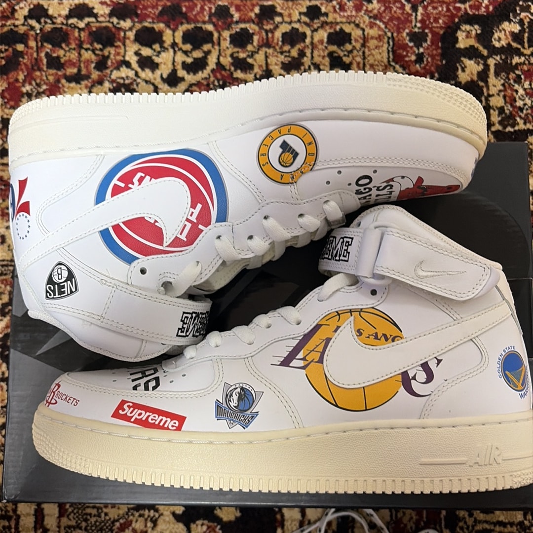 Supreme × NBA × Nike Air Force 1 Mid '07 "White"