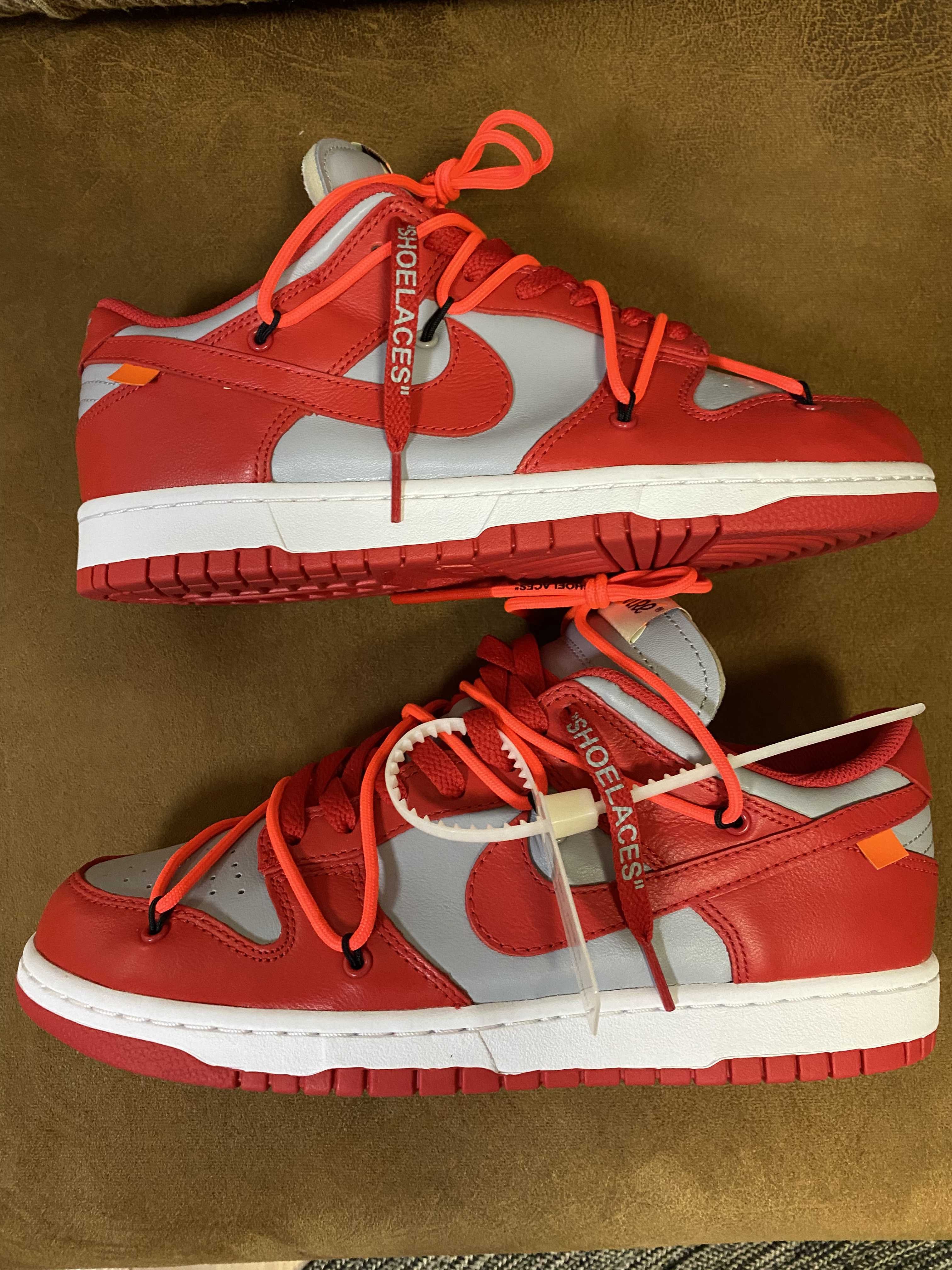 Off-White × Nike Dunk Low "University Red/Wolf Grey"