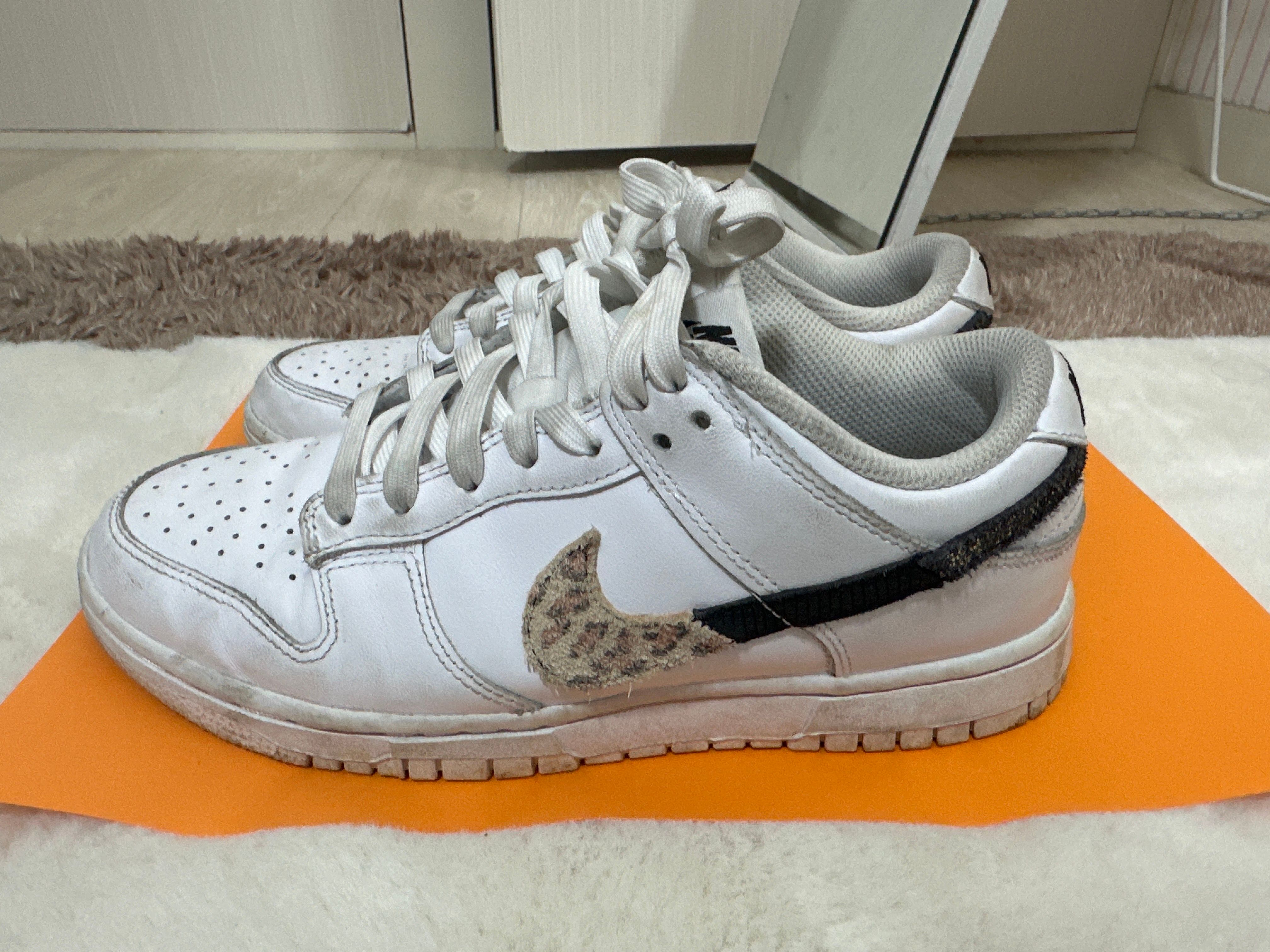 Nike Women's Dunk Low SE "White/Animal Swoosh/Safari"