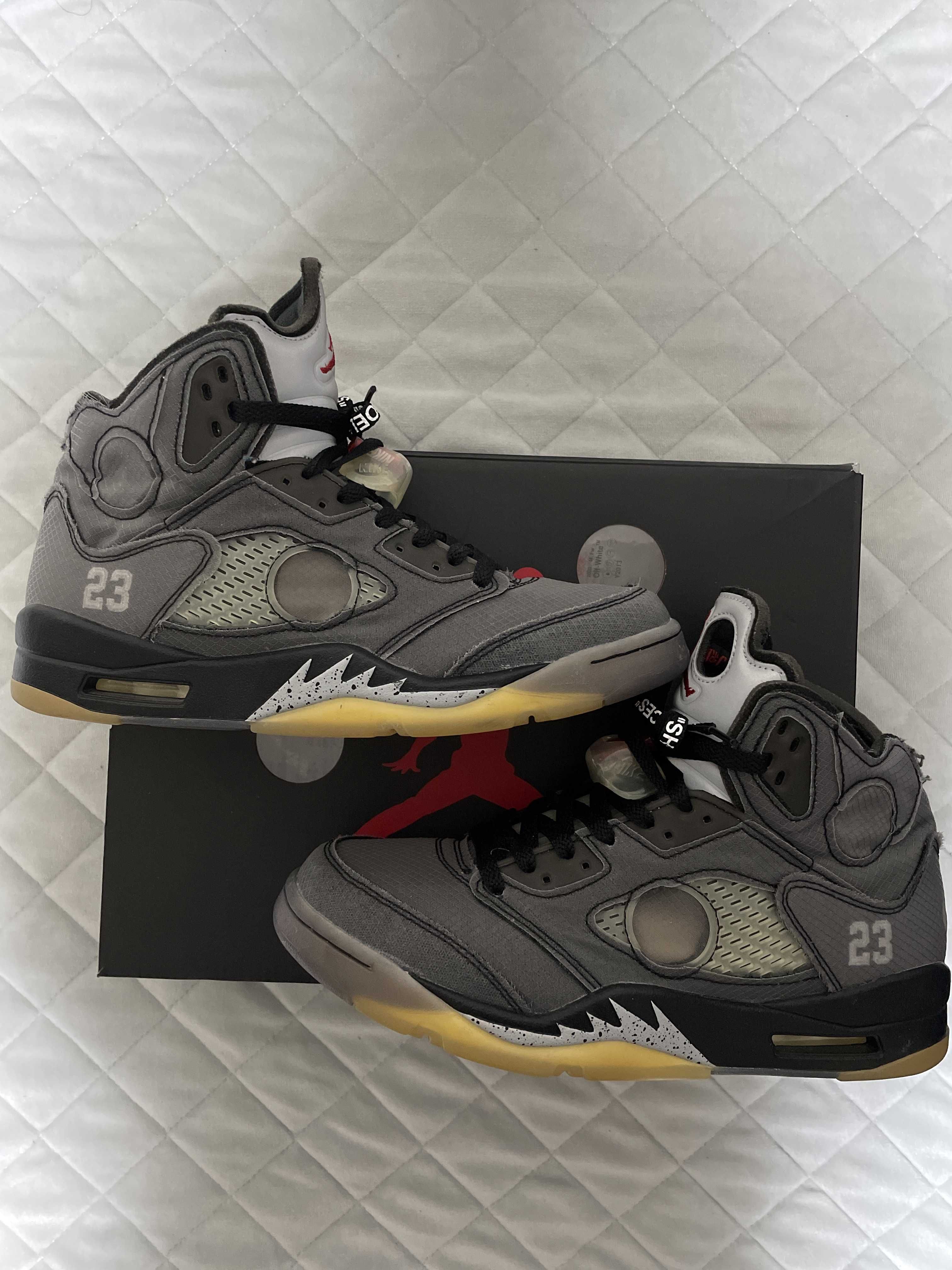 Off-White × Nike Air Jordan 5 "Black/Muslin/Fire Red"