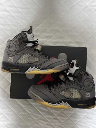 Off-White × Nike Air Jordan 5 "Black/Muslin/Fire Red"