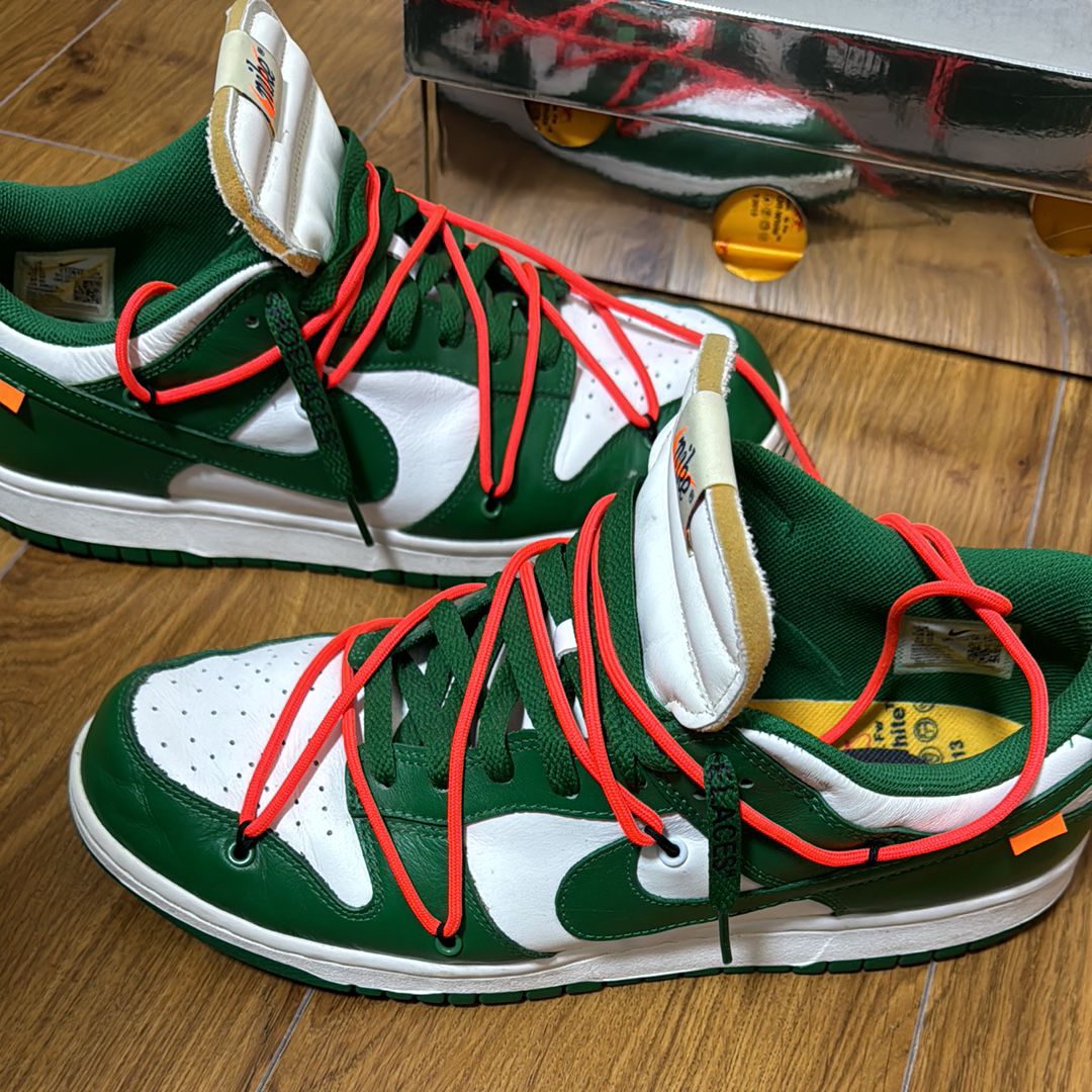 Off-White × Nike Dunk Low "White/Pine Green"