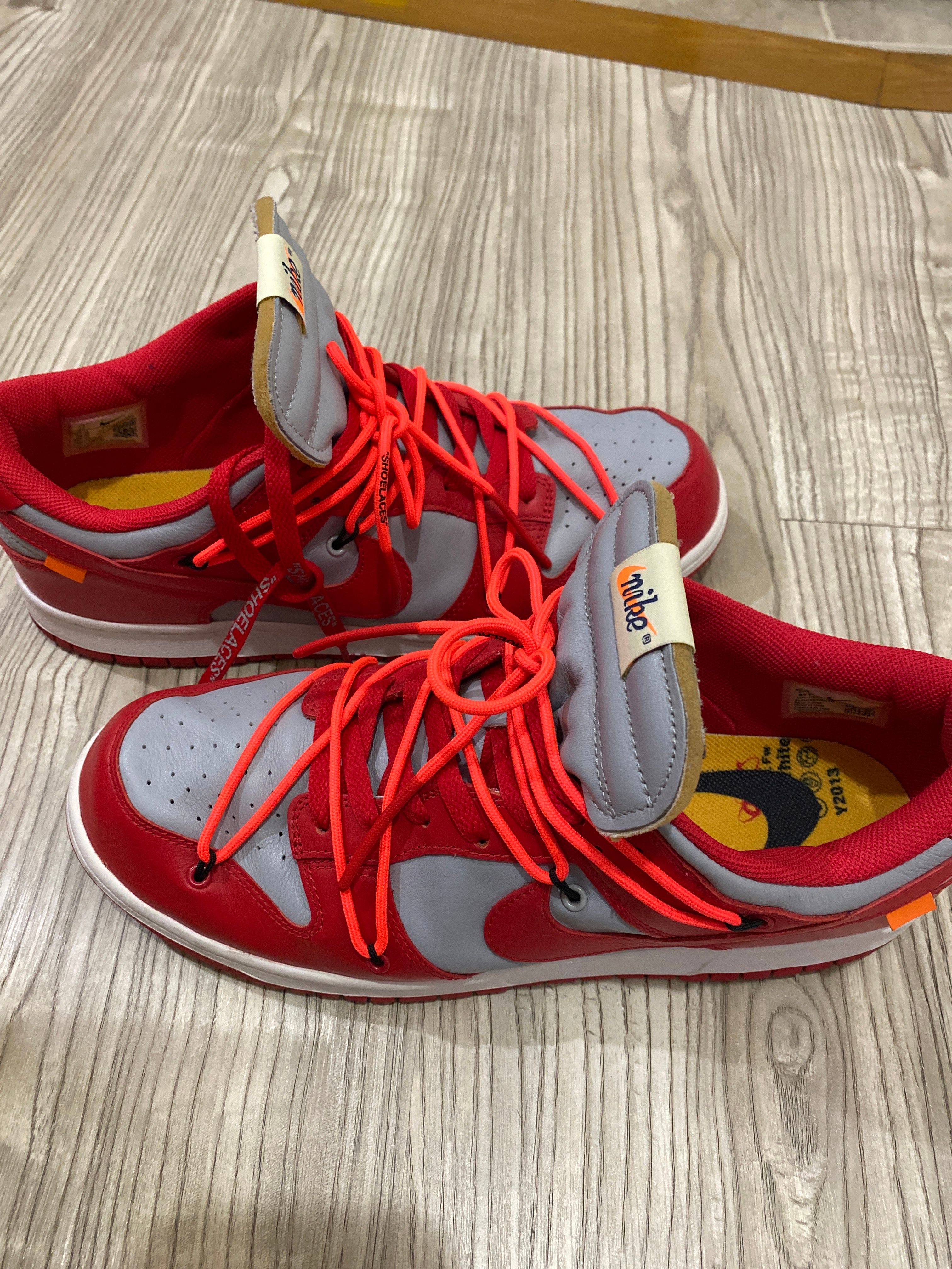 Off-White × Nike Dunk Low "University Red/Wolf Grey"