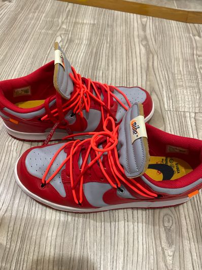 Off-White × Nike Dunk Low "University Red/Wolf Grey"