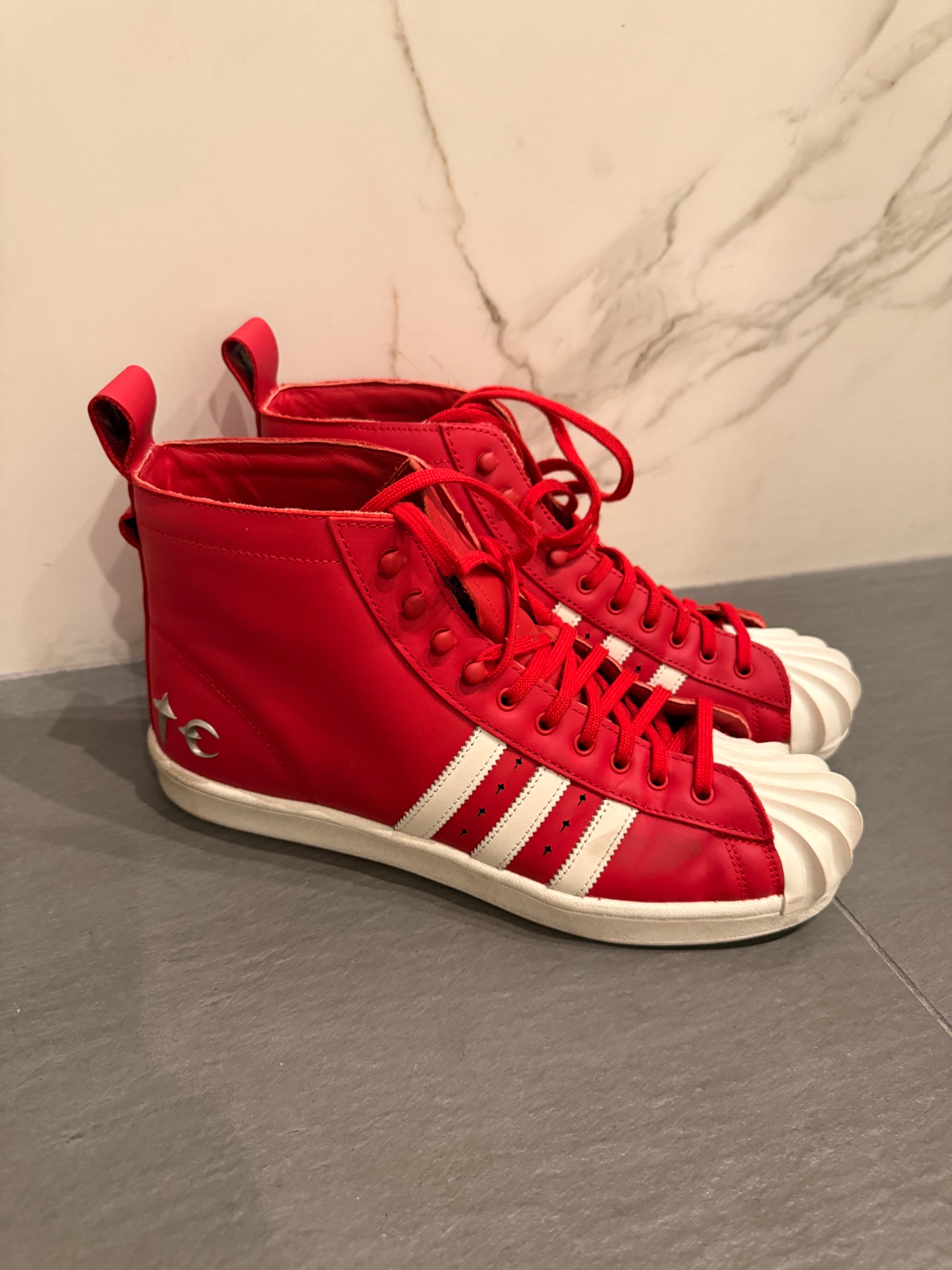 THUG CLUB × adidas Superstar Boots Luxe "Red/Off White"