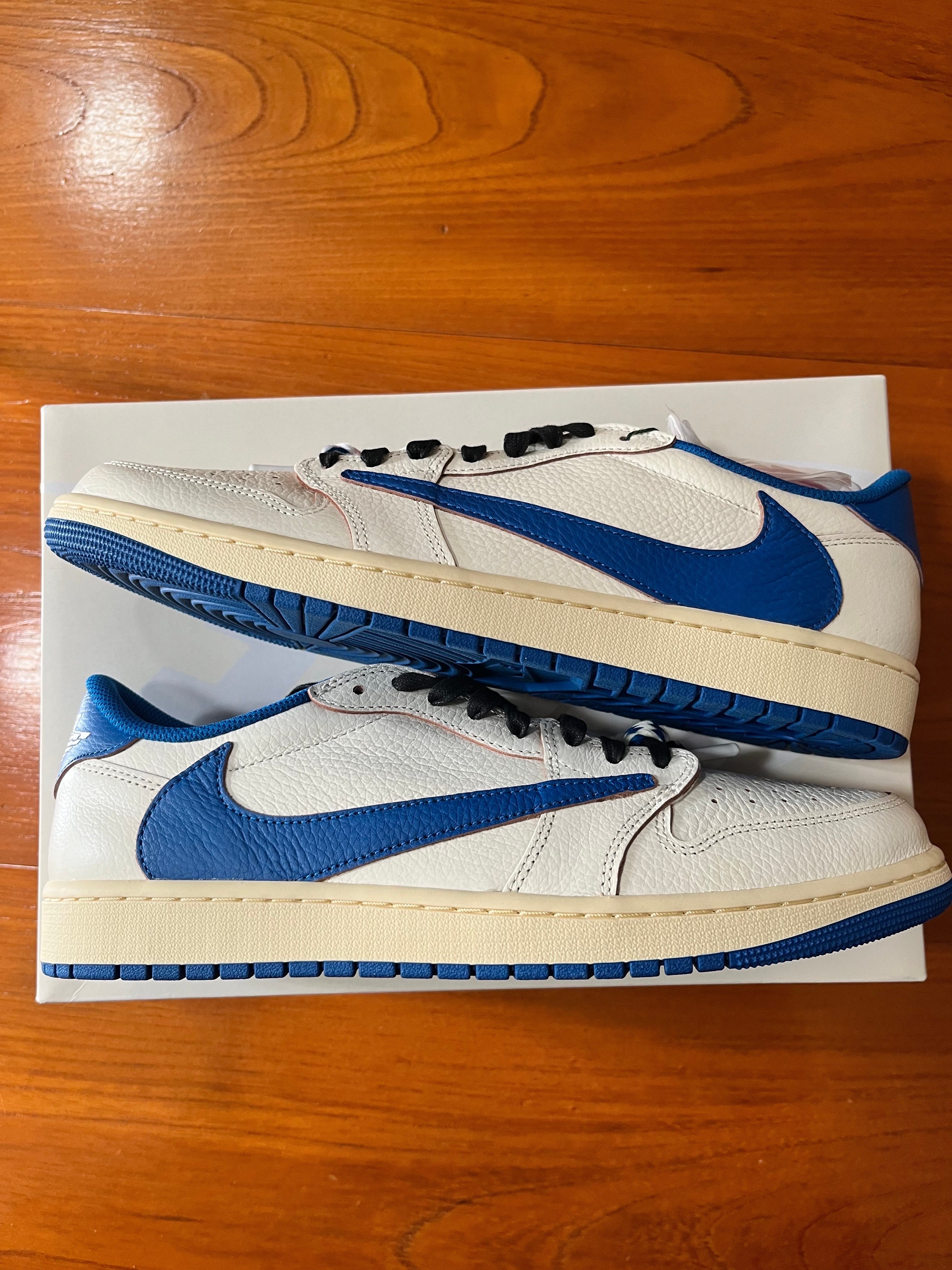 Travis Scott × fragment design × Nike Air Jordan 1 Low OG "Sail/Military Blue"