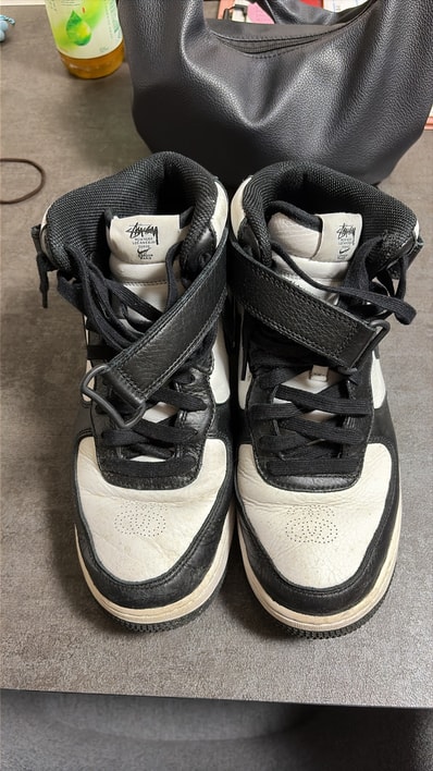 Stussy × Nike Air Force 1 Mid "Black and Light Bone"