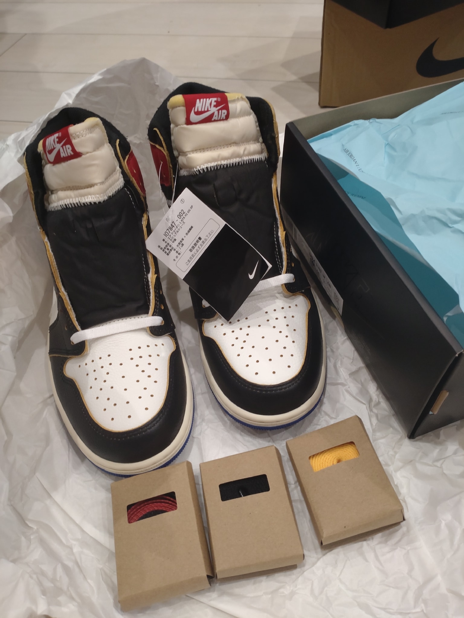 fragment design × UNION × Nike Air Jordan 1 High OG "Black/Varsity Red"