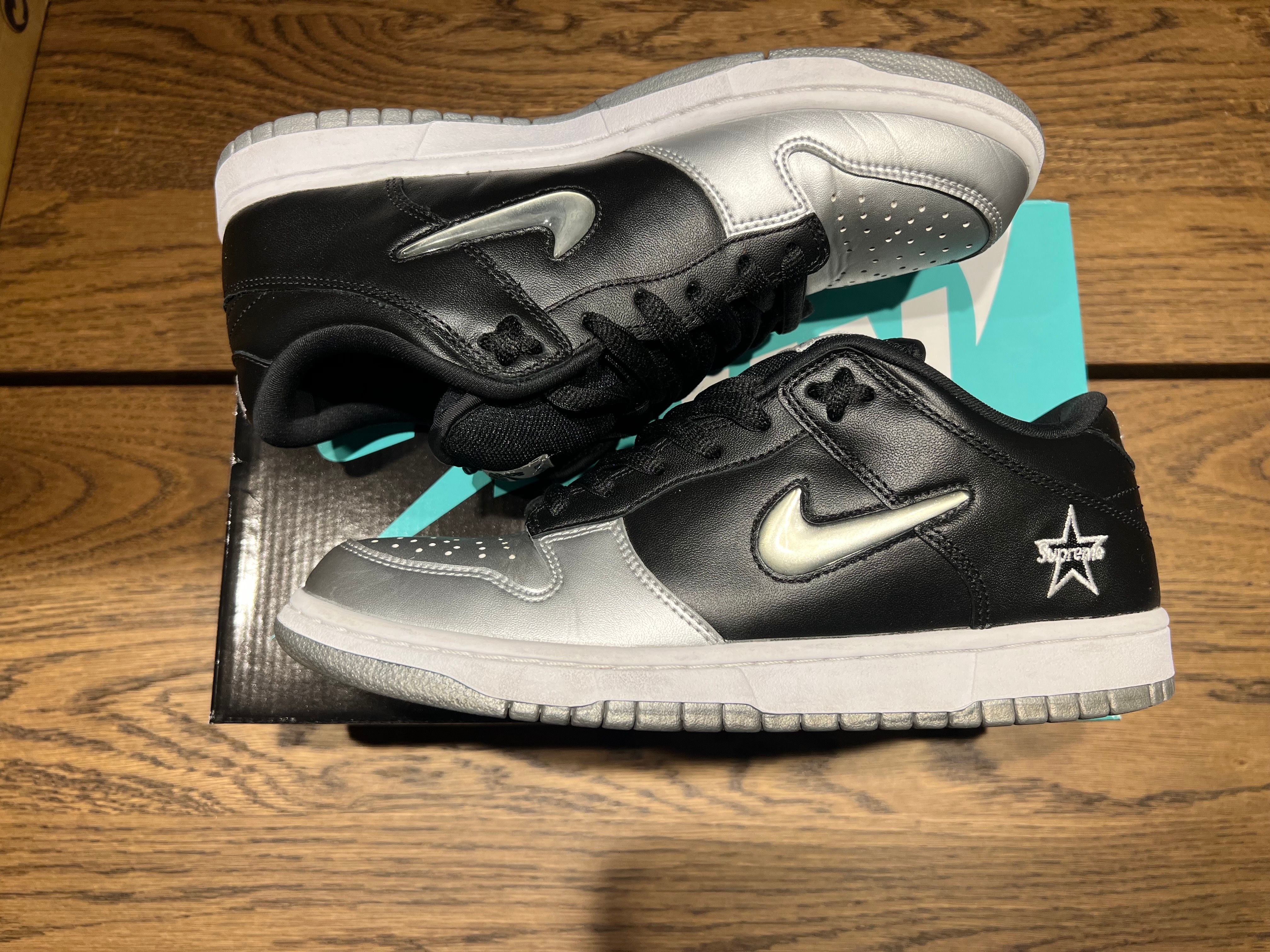 Supreme × Nike Dunk Low "Metallic Silver/Black"