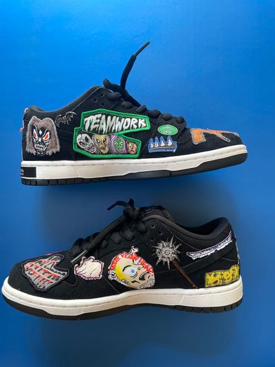 Neck face × Nike SB Dunk Low "Black/White/Multi Color"