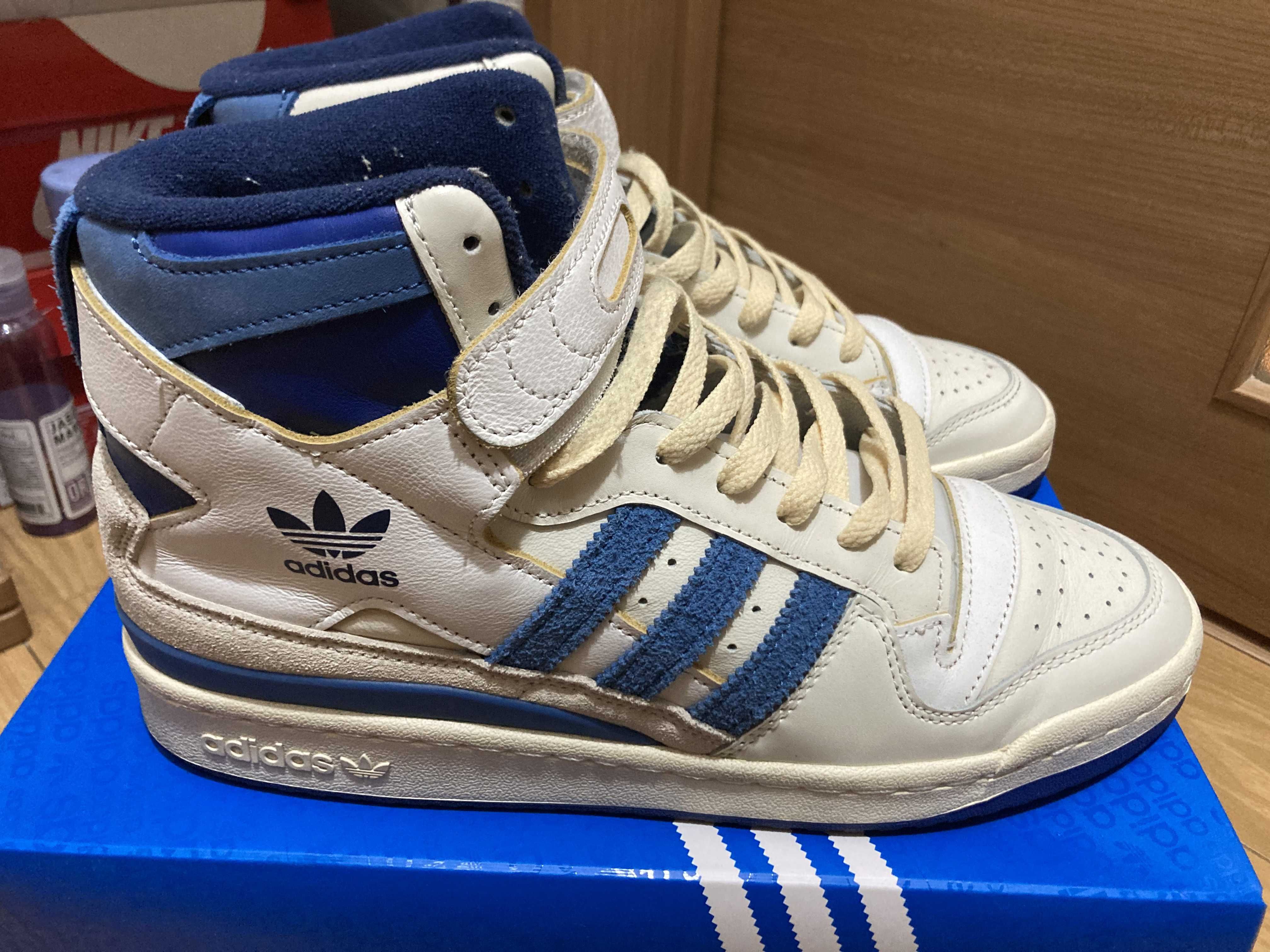 adidas Forum 84 High Blue Thread "Off White-Bright Blue/Footwear White"