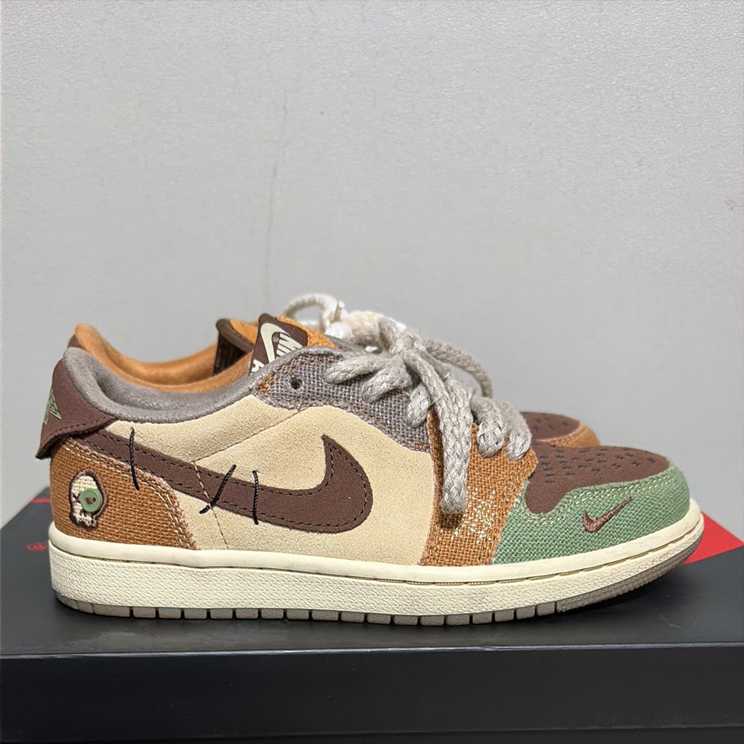 Zion Williamson × Nike Air Jordan 1 Low OG "Flax and Oil Green"