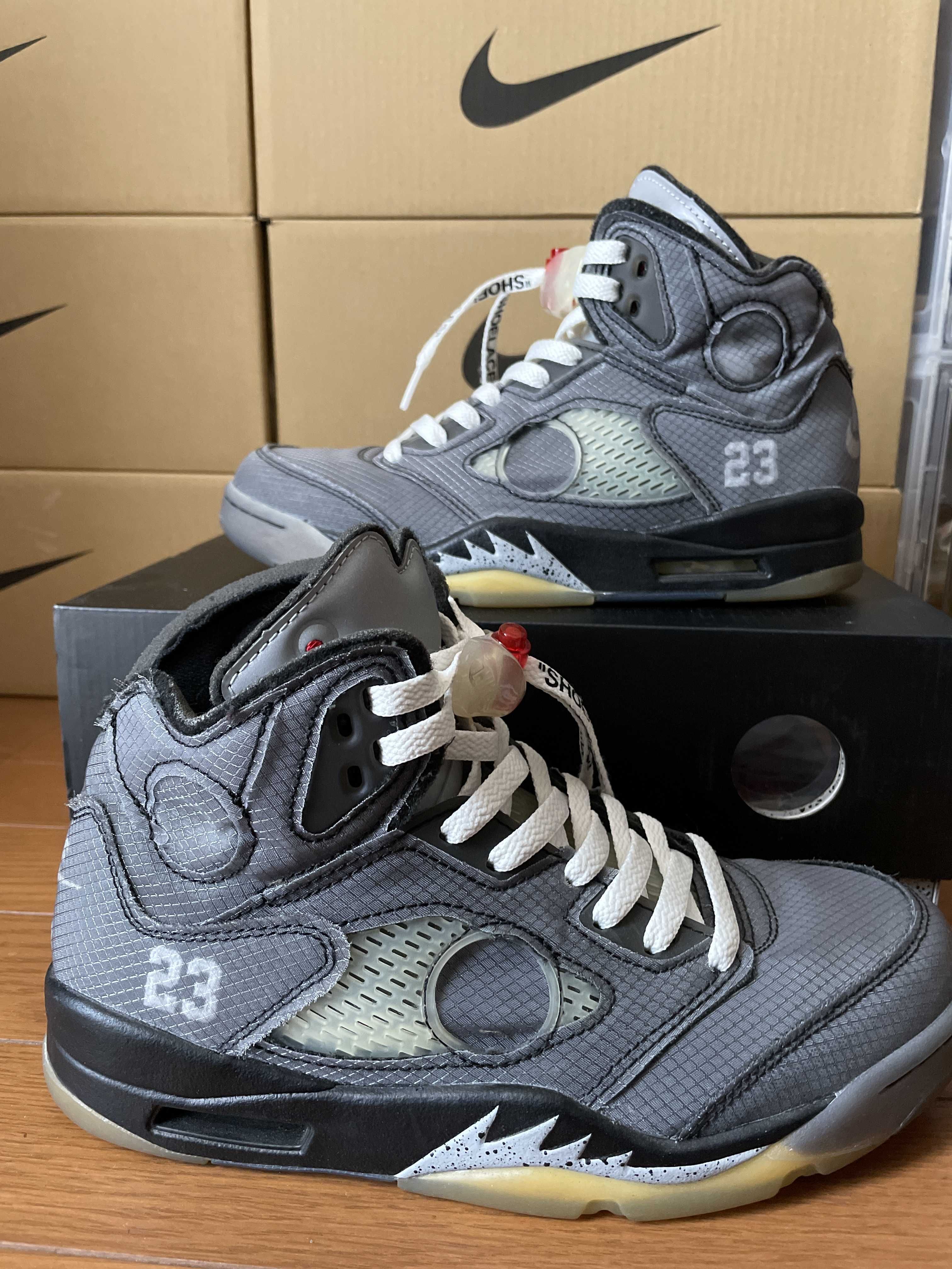 Off-White × Nike Air Jordan 5 "Black/Muslin/Fire Red"