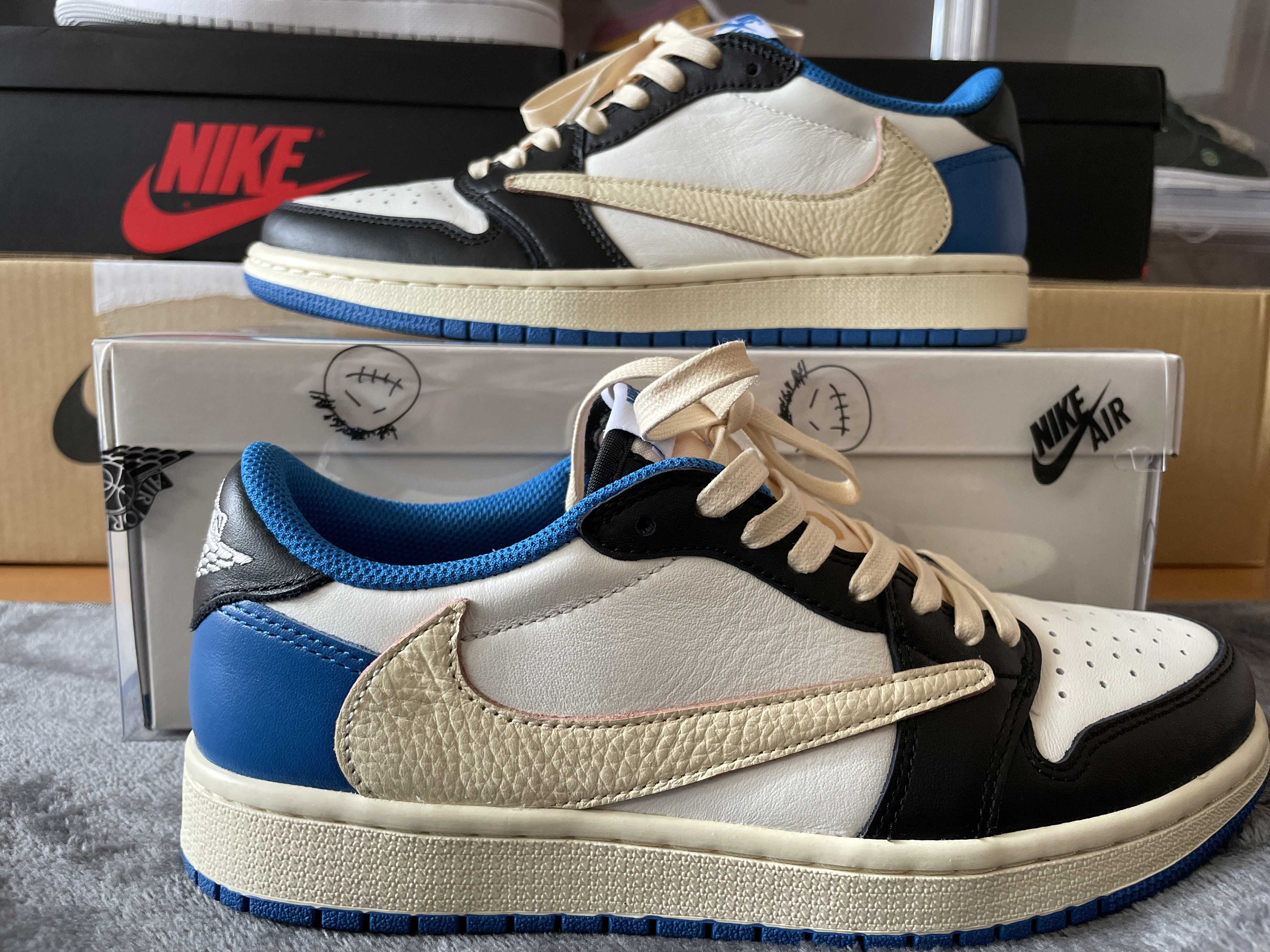 Travis Scott × fragment design × Nike Air Jordan 1 Low OG SP "Military Blue"