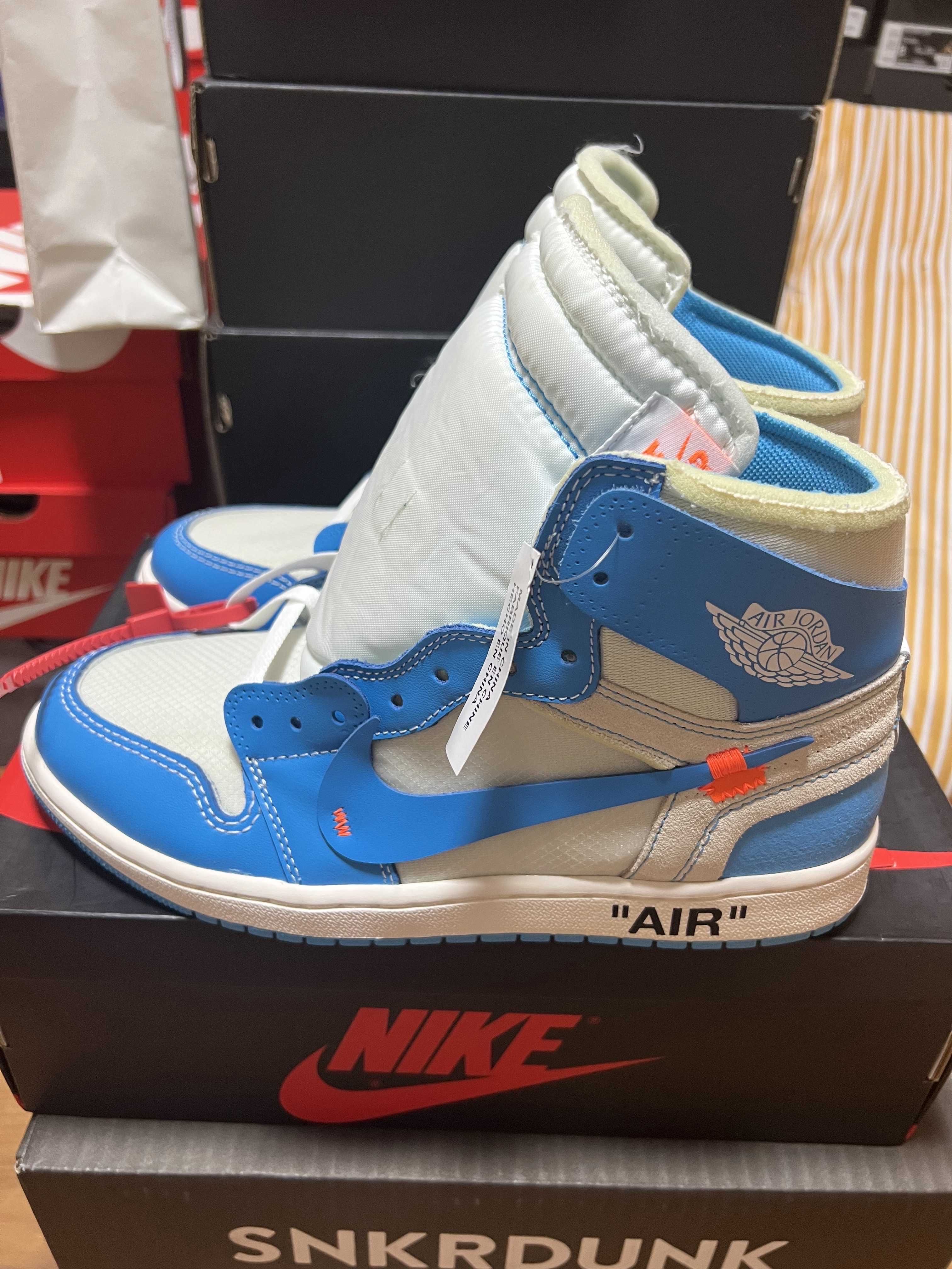 Off-White × Nike Air Jordan 1 High UNC "White/Dark Powder Blue"