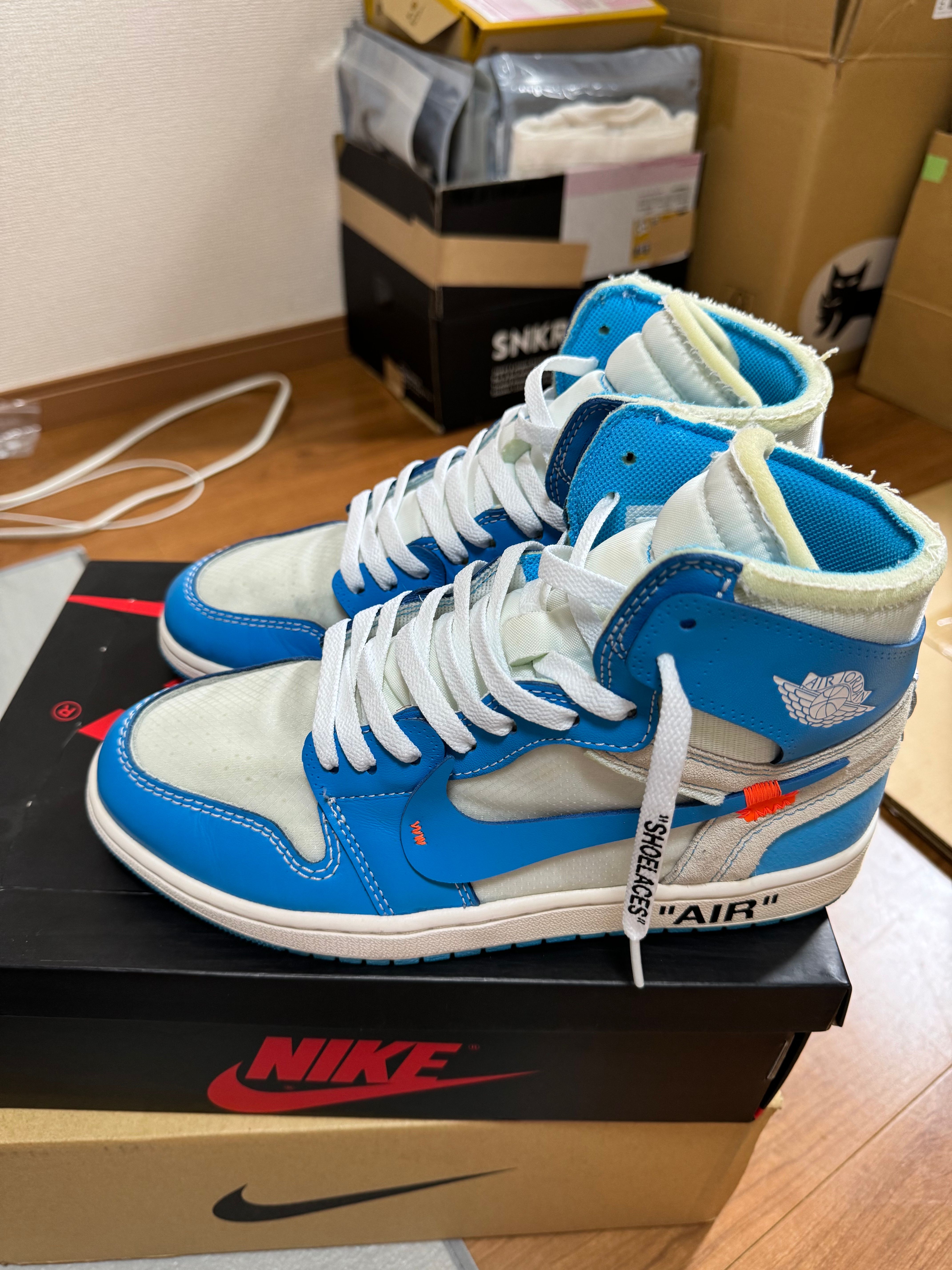 Off-White × Nike Air Jordan 1 High UNC "White/Dark Powder Blue"