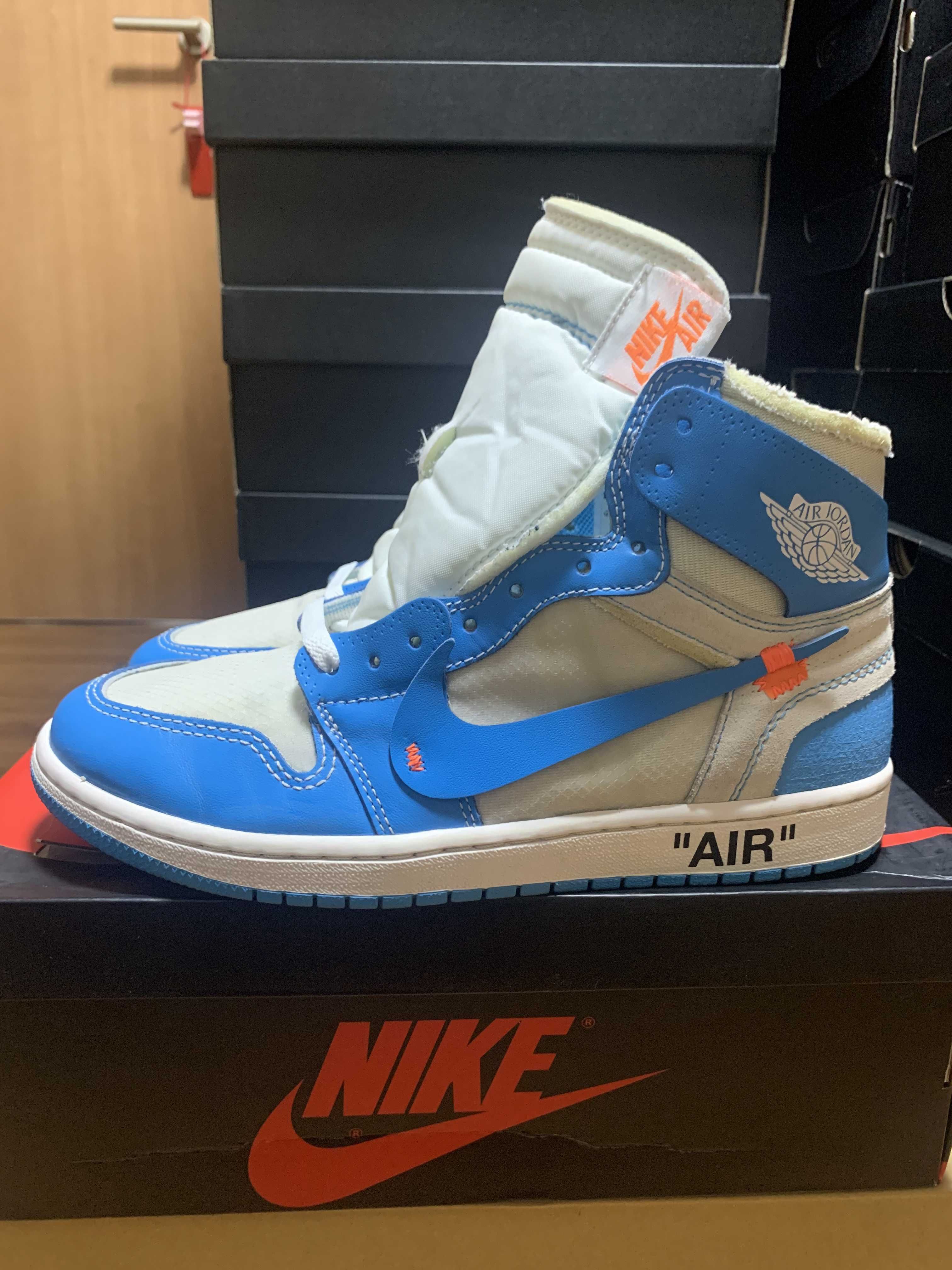 Off-White × Nike Air Jordan 1 High UNC "White/Dark Powder Blue"
