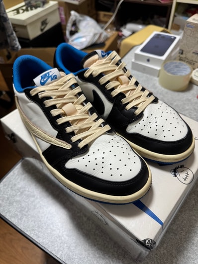 Travis Scott × fragment design × Nike Air Jordan 1 Low OG SP "Military Blue"