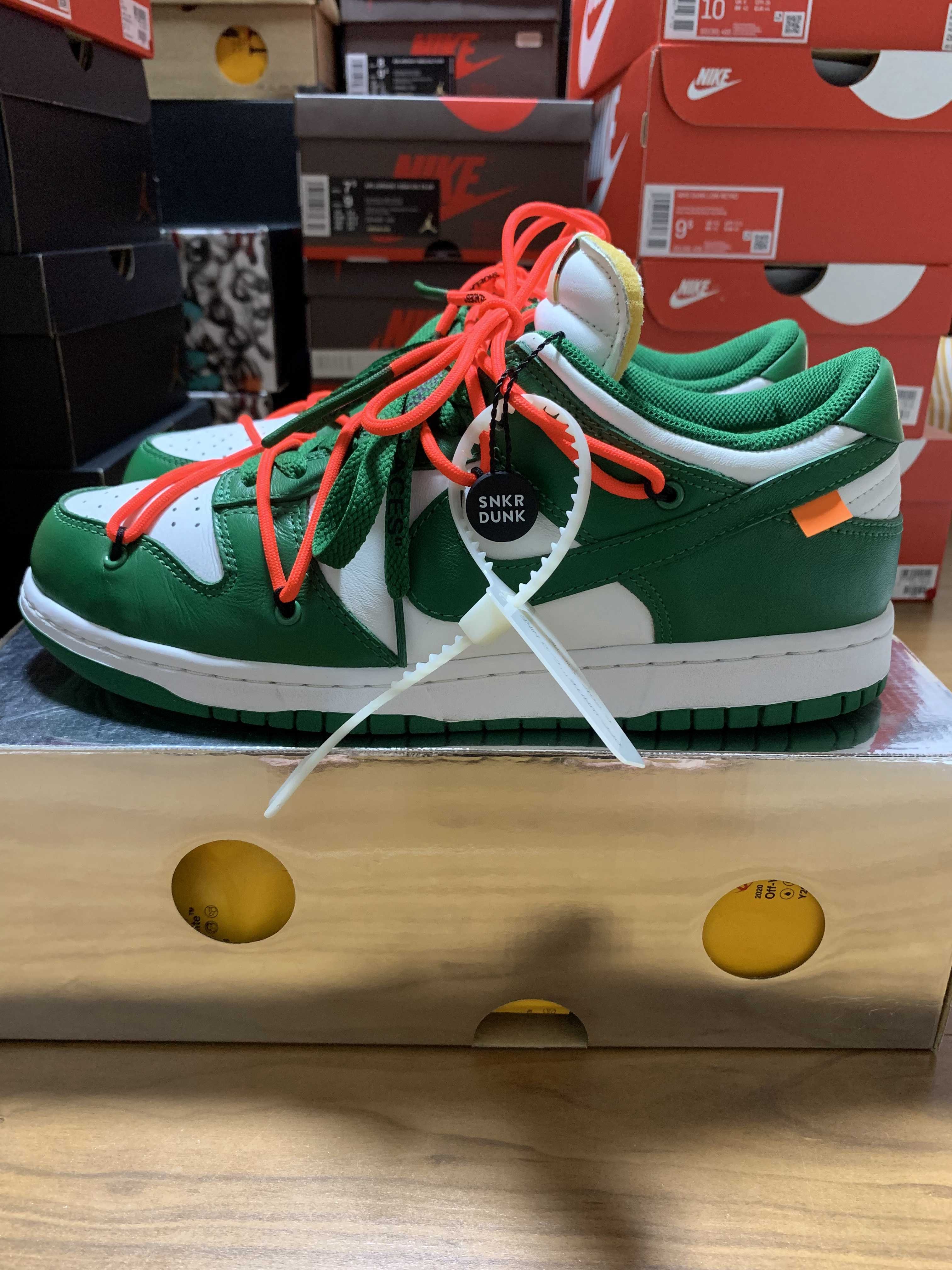 Off-White × Nike Dunk Low "White/Pine Green"
