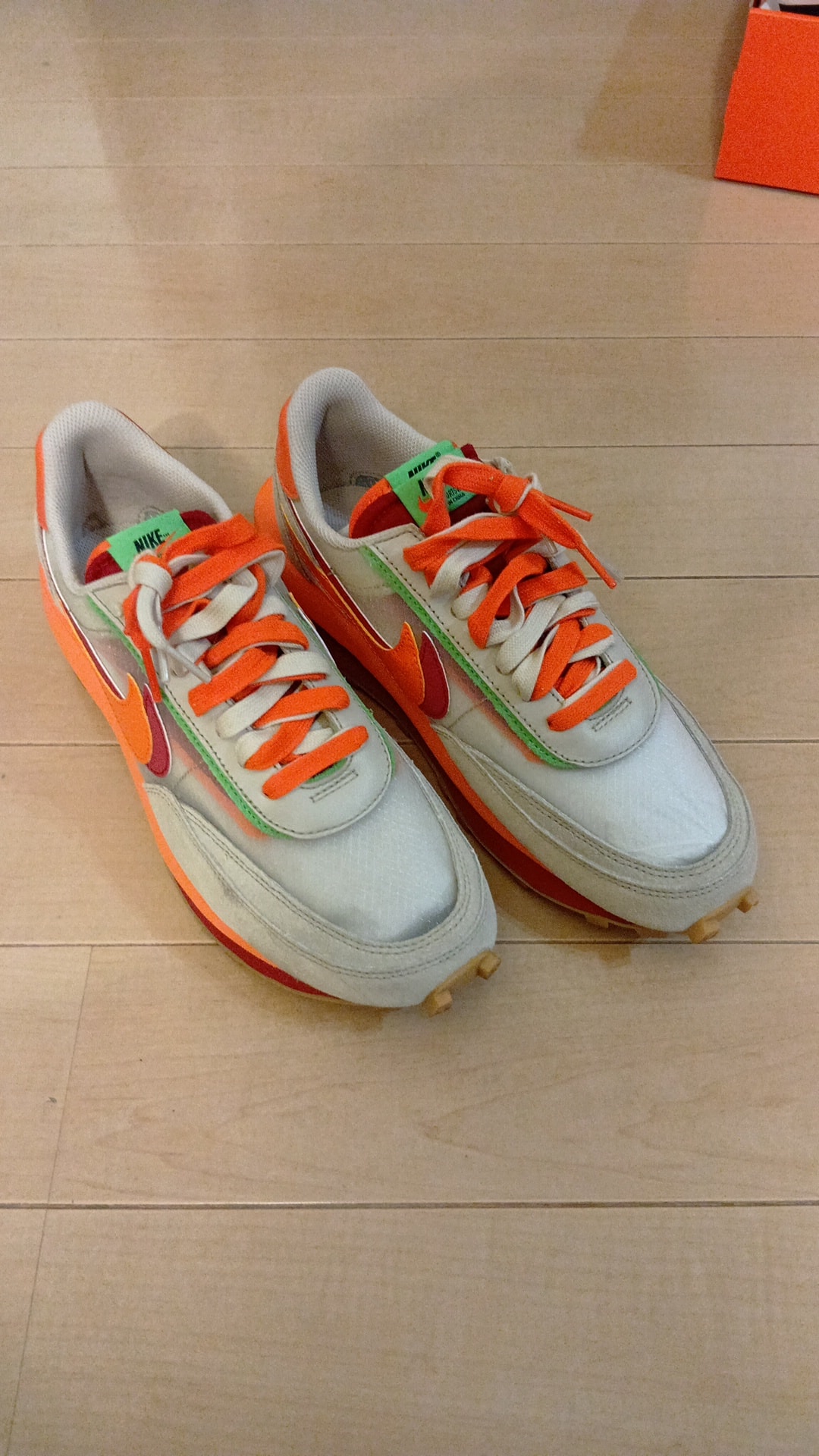 CLOT × Sacai × Nike LD Waffle "Orange Blaze"