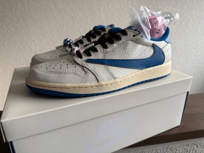 Travis Scott × fragment design × Nike Air Jordan 1 Low OG "Sail/Military Blue"