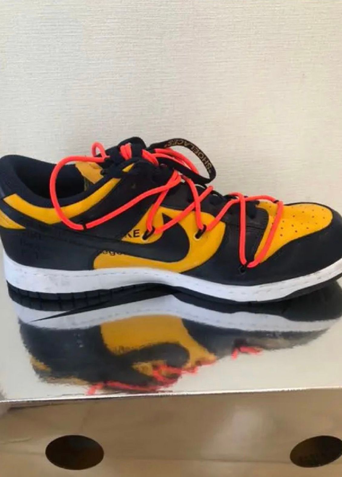 Off-White × Nike Dunk Low  LTHR "University Gold/Midnight Navy/White"