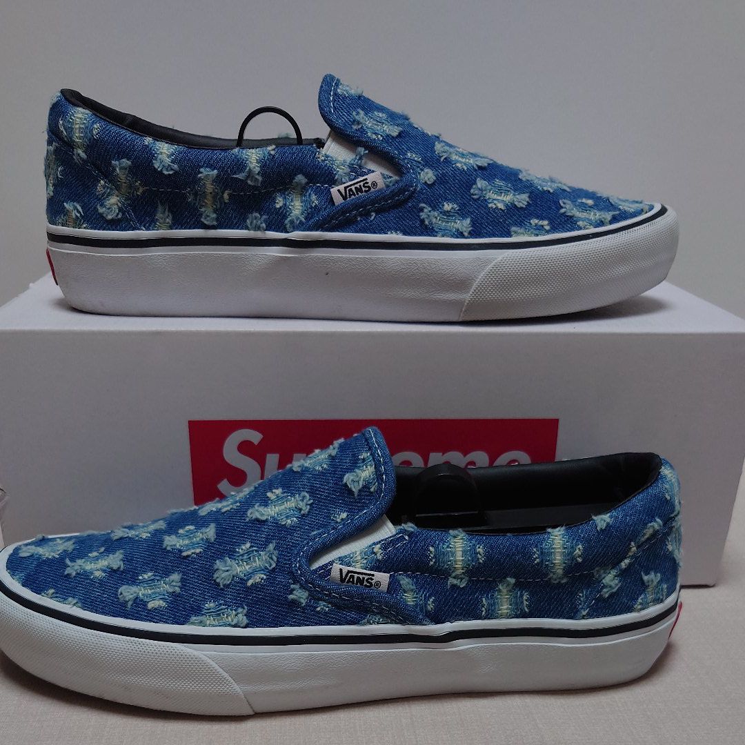 Supreme × Vans Slip-On Hole Punch Denim "Blue"