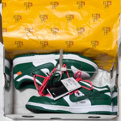 Off-White × Nike Dunk Low "White/Pine Green"