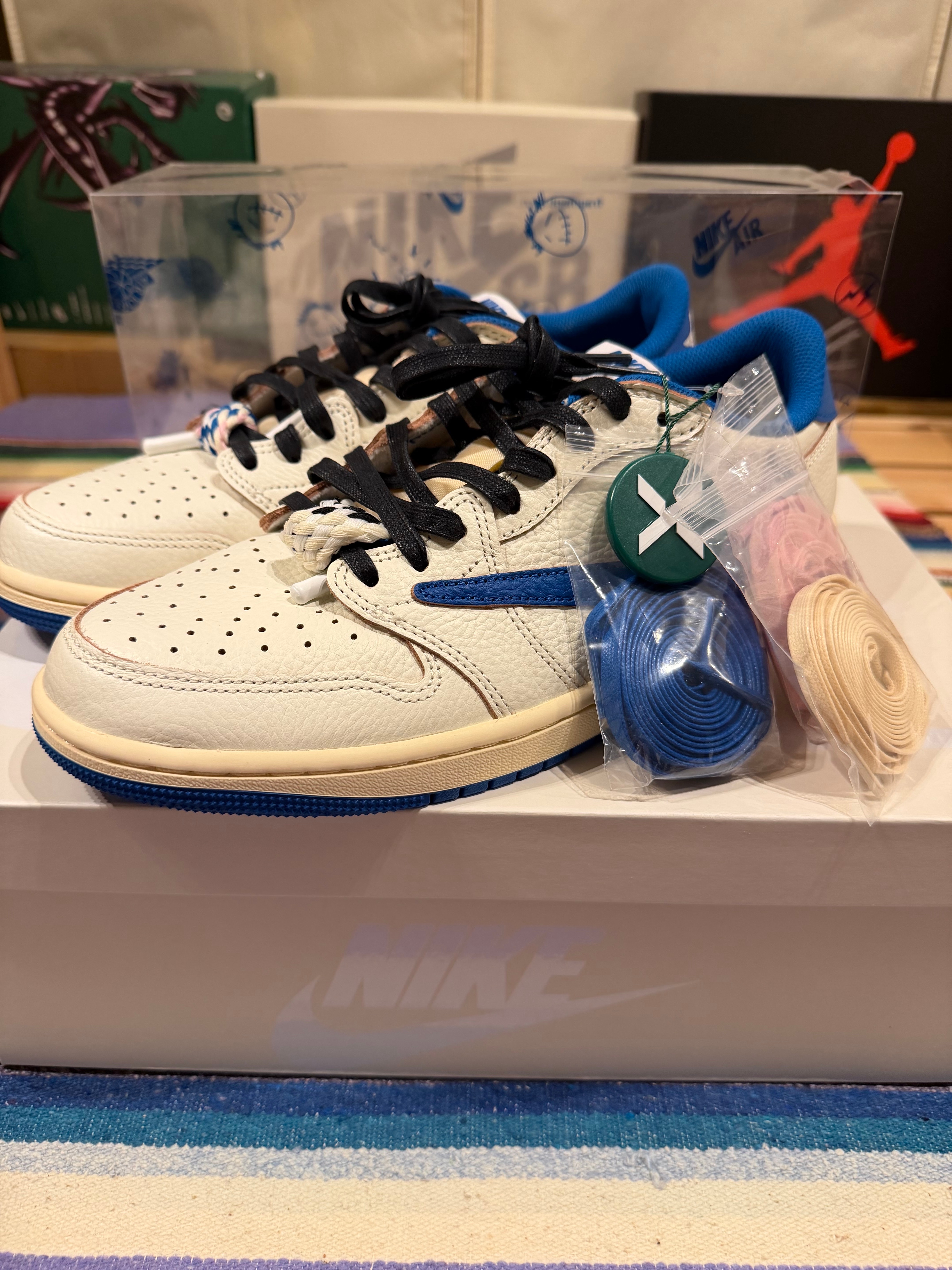 Travis Scott × fragment design × Nike Air Jordan 1 Low OG "Sail/Military Blue"