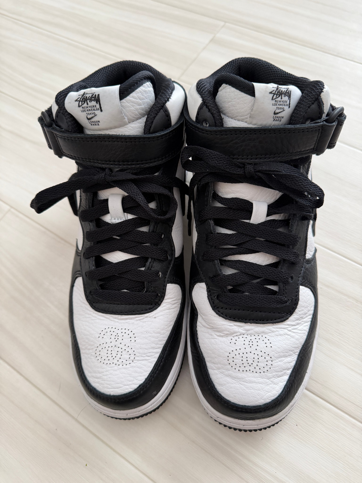 Stussy × Nike Air Force 1 Mid "Black and Light Bone"