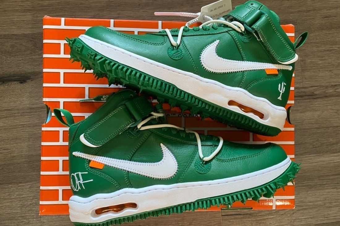 Off-White × Nike Air Force 1 Mid SP LTHR "Pine Green"