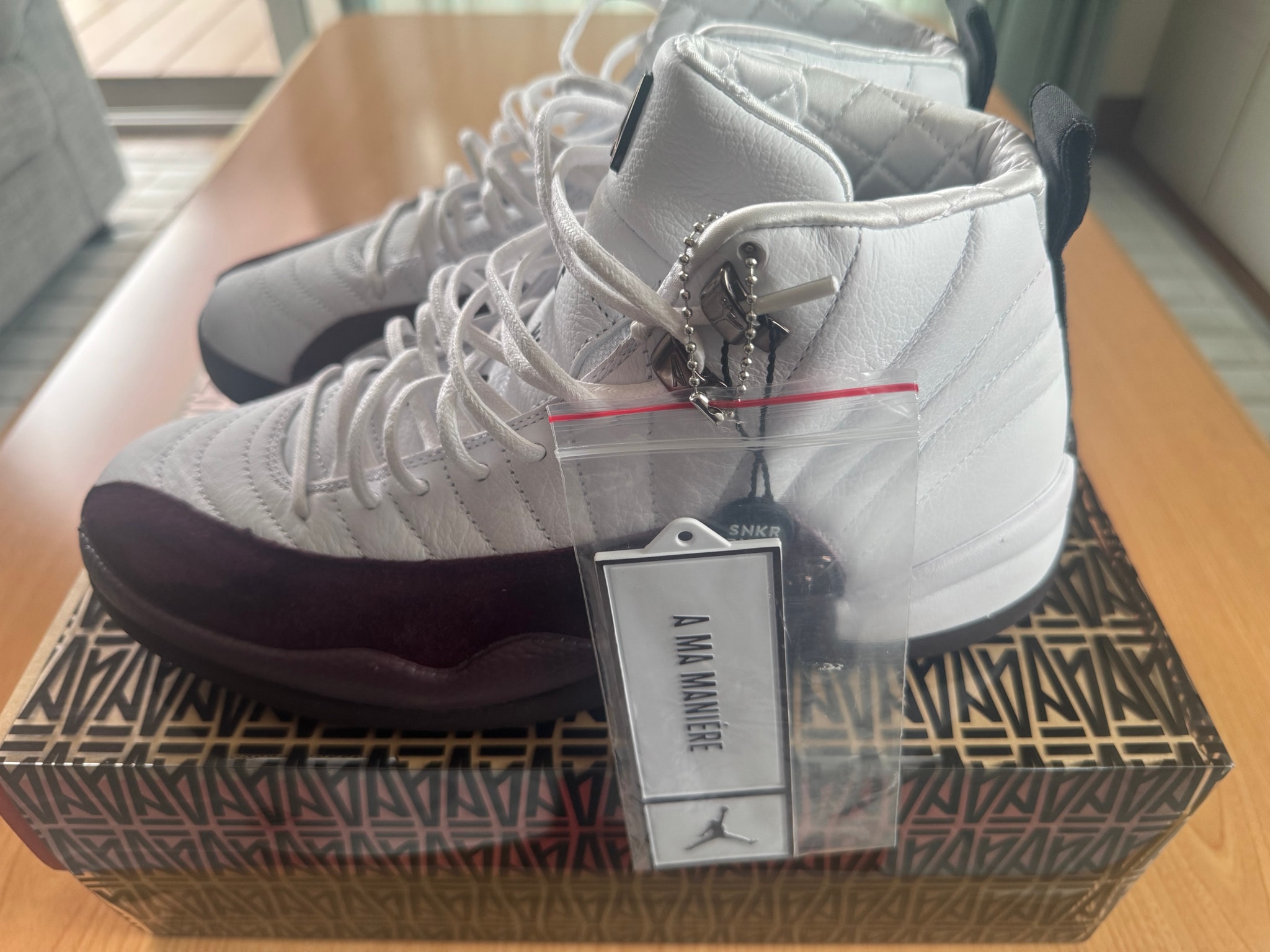 A Ma Maniere × Nike Women's Air Jordan 12 "White and Burgundy Crush"