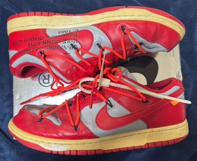 Off-White × Nike Dunk Low "University Red/Wolf Grey"