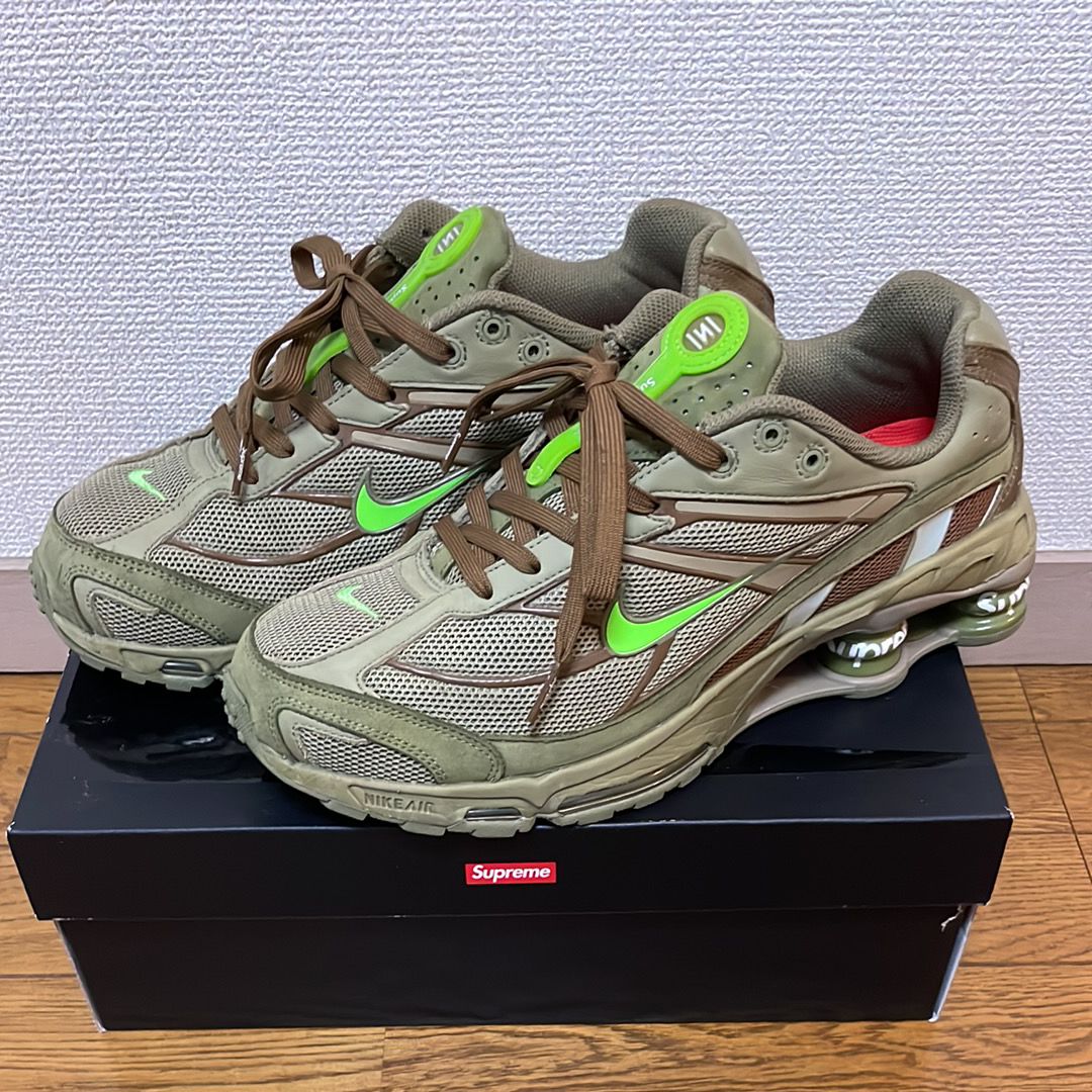 Supreme × Nike Shox Ride 2 "Neutral Olive/Electric Green-Pilgrim"