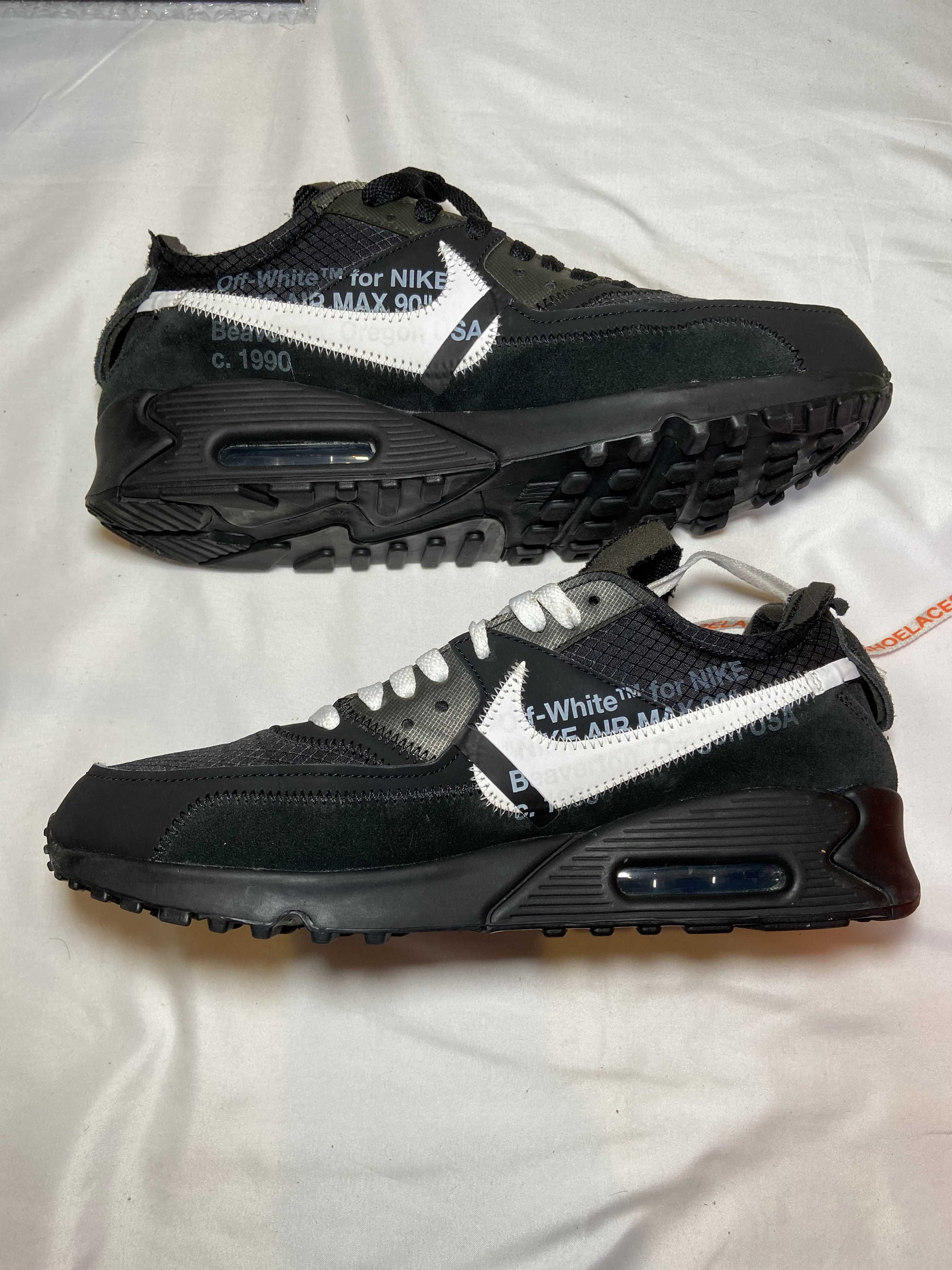Off-White × Nike Air Max 90 "Black/Black-Cone-White"