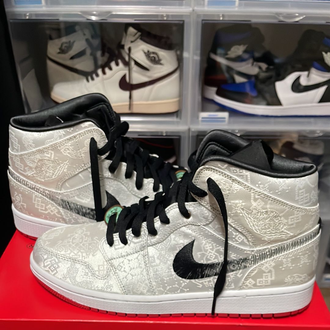 CLOT × Nike Air Jordan 1 Mid SE Fearless "White/Black/Red"