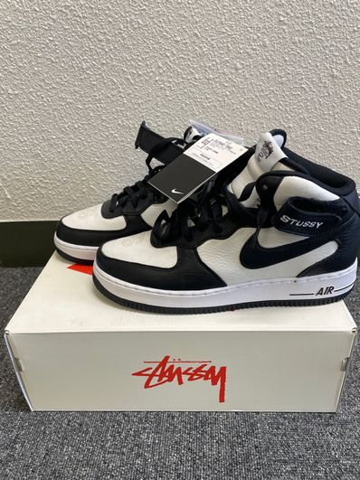 Stussy × Nike Air Force 1 Mid "Black and Light Bone"