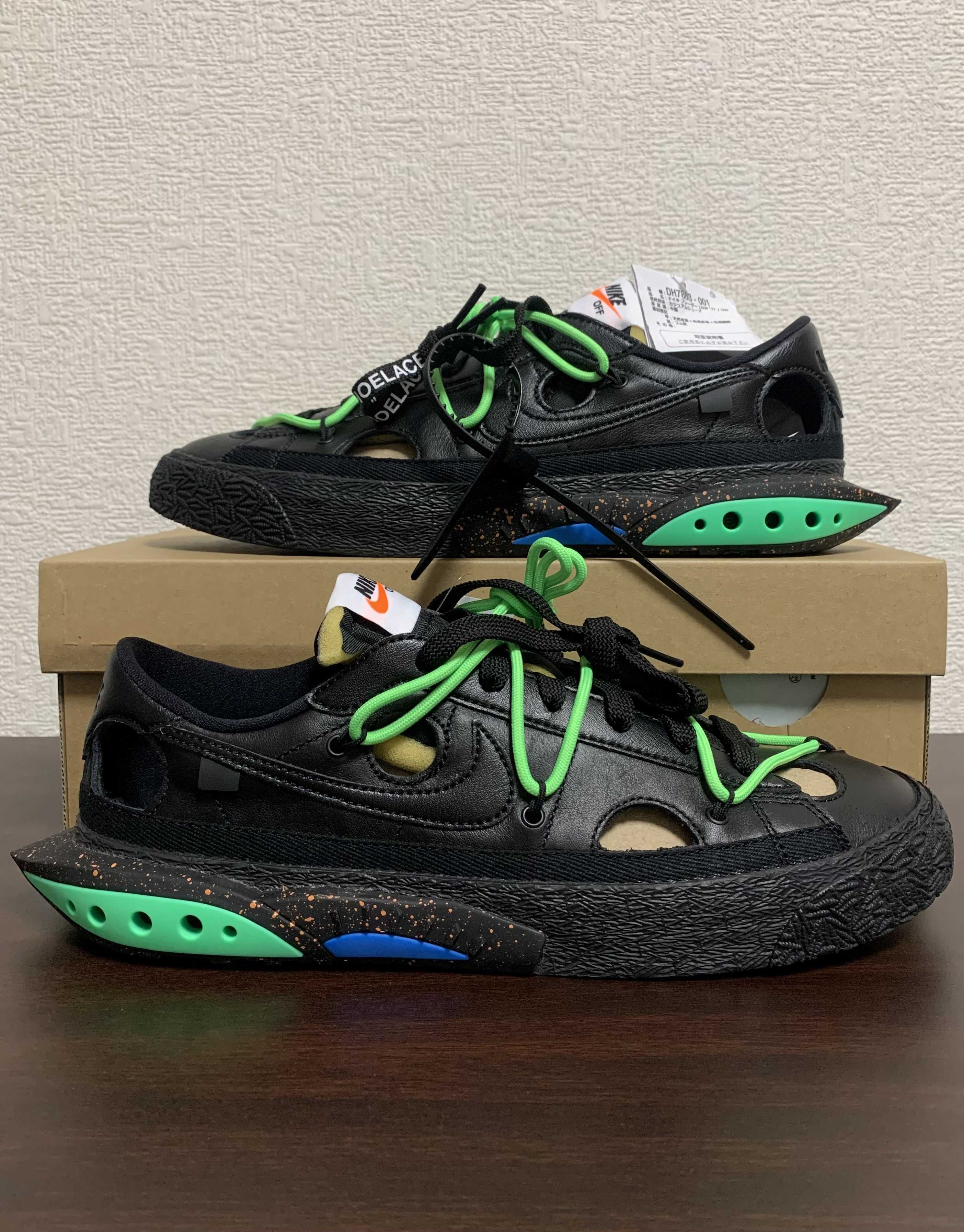 Off-White × Nike Blazer Low "Black and Electro Green"