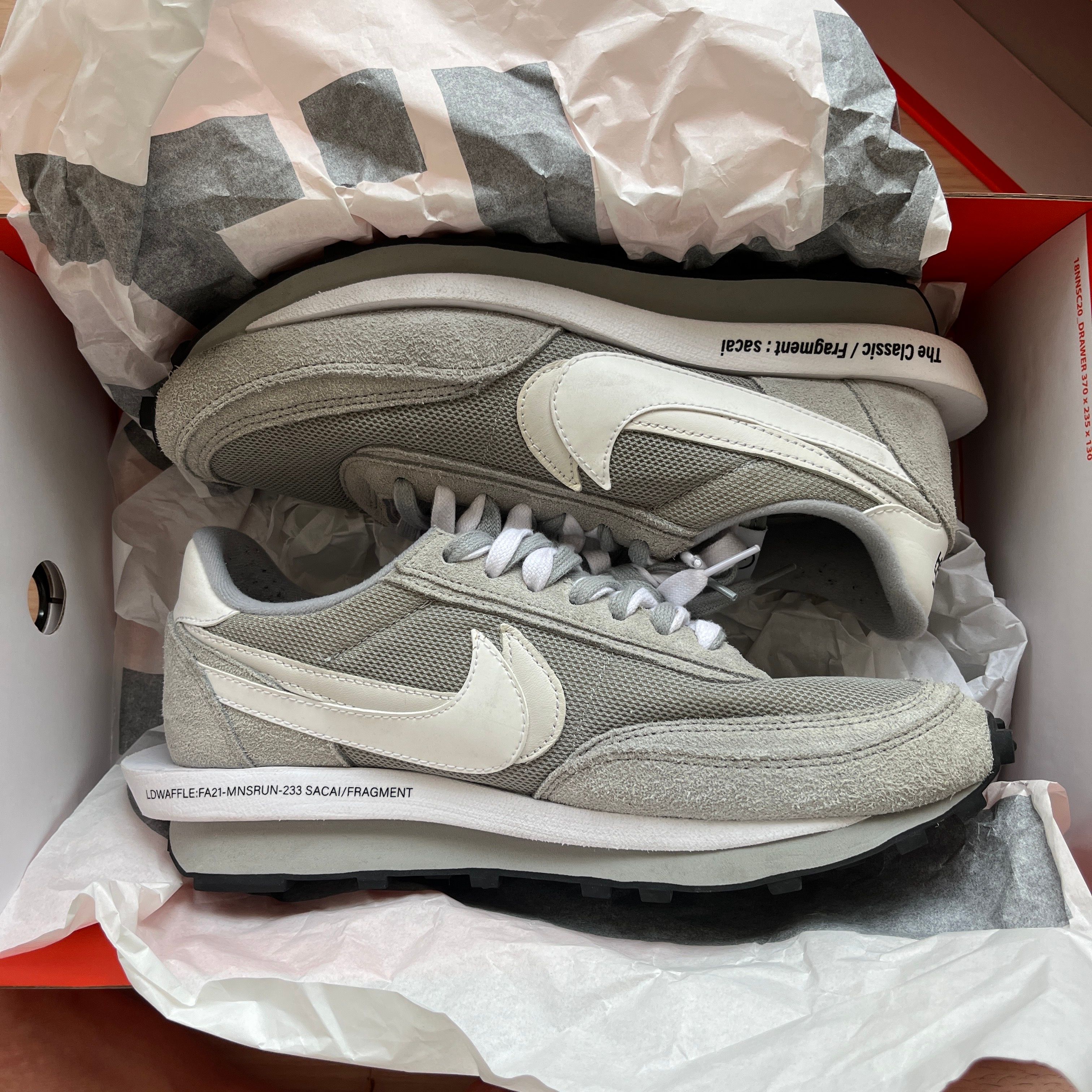 Fragment × sacai × Nike LD Waffle "Light Smoke Grey"