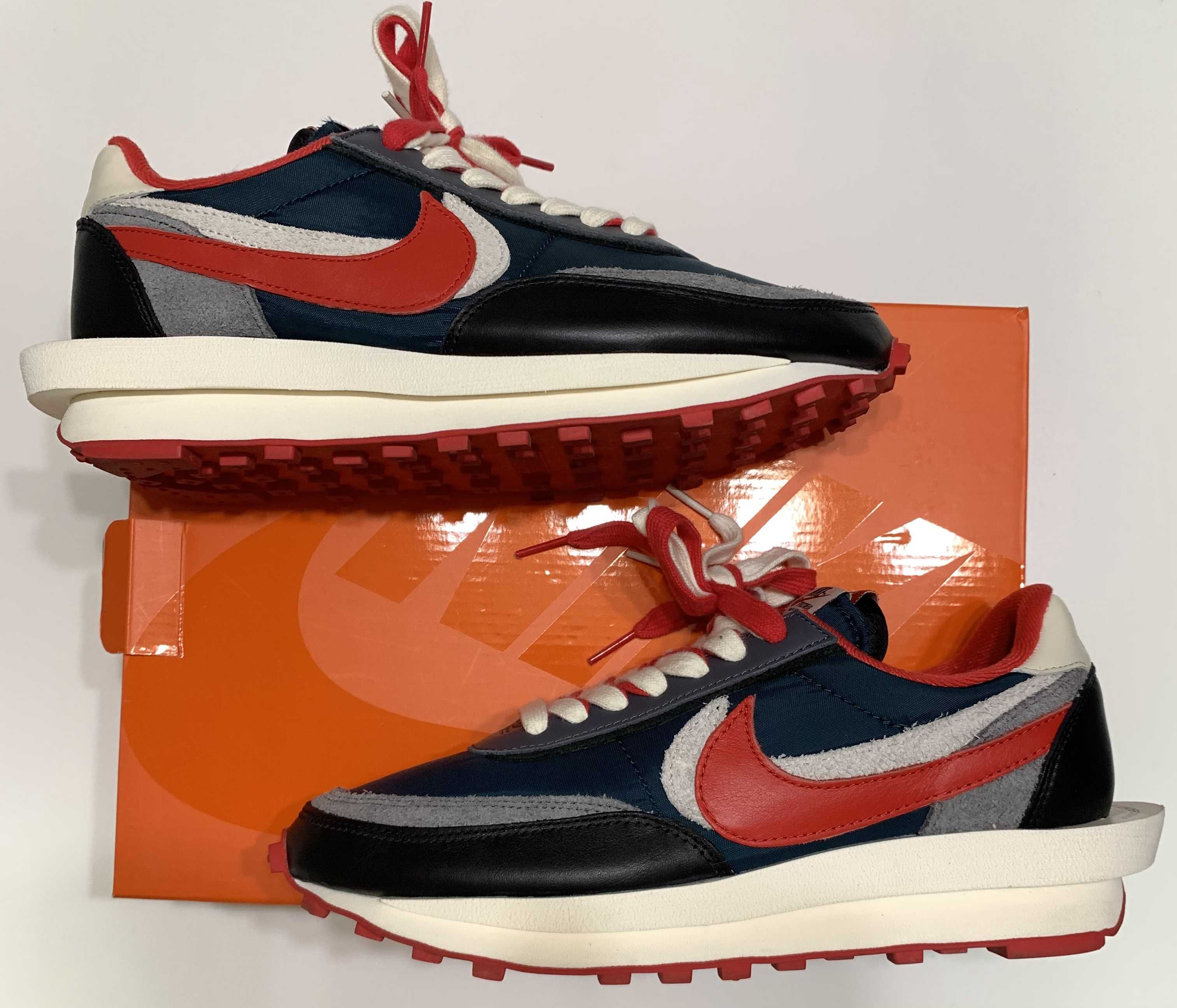 UNDERCOVER × sacai × Nike LD Waffle "Midnight Spruce/Pale Ivory-Dark Grey-University Red"