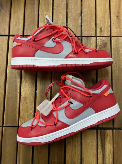 Off-White × Nike Dunk Low "University Red/Wolf Grey"