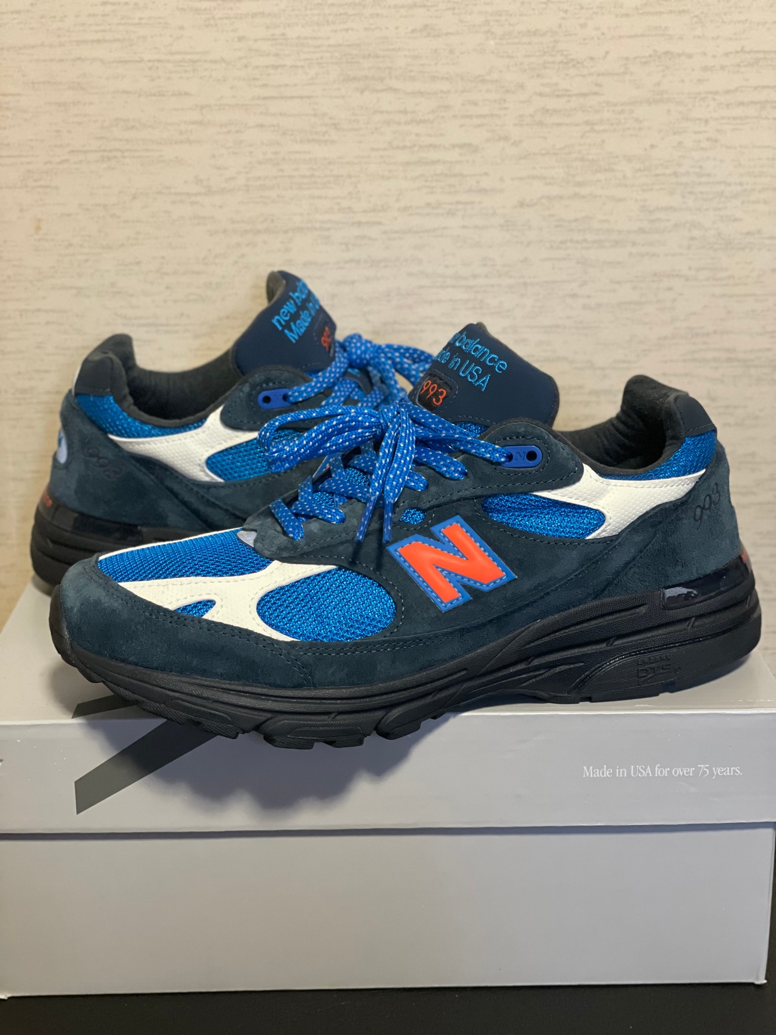 KITH × New Balance 993 Madison Square Garden "Navy/Princess Blue"